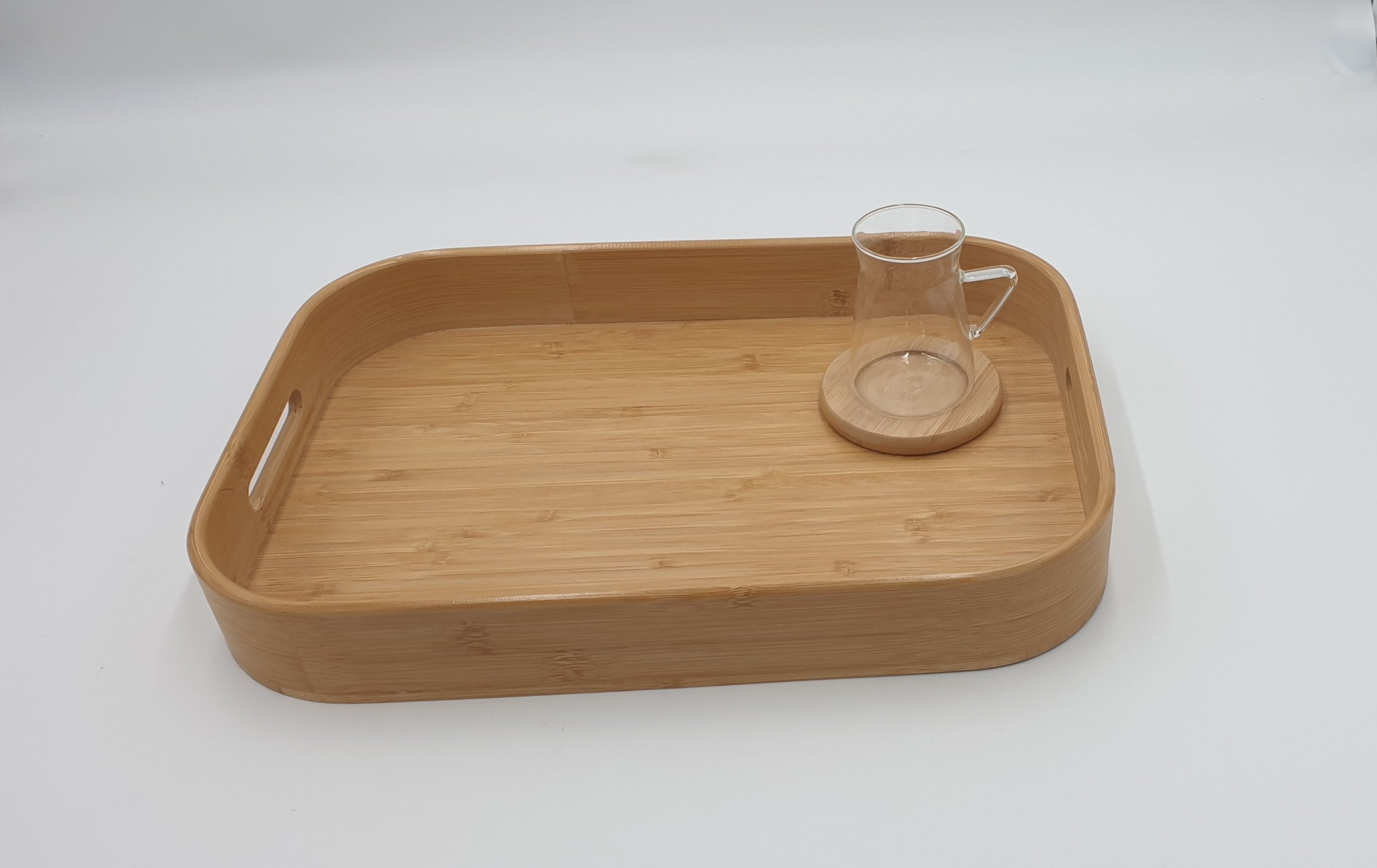 15.5x11x2.25 Inch Wooden Serving Tray with Handle - Perfect for Breakfast in Bed, Coffee Table Decor, and Entertaining Guests
