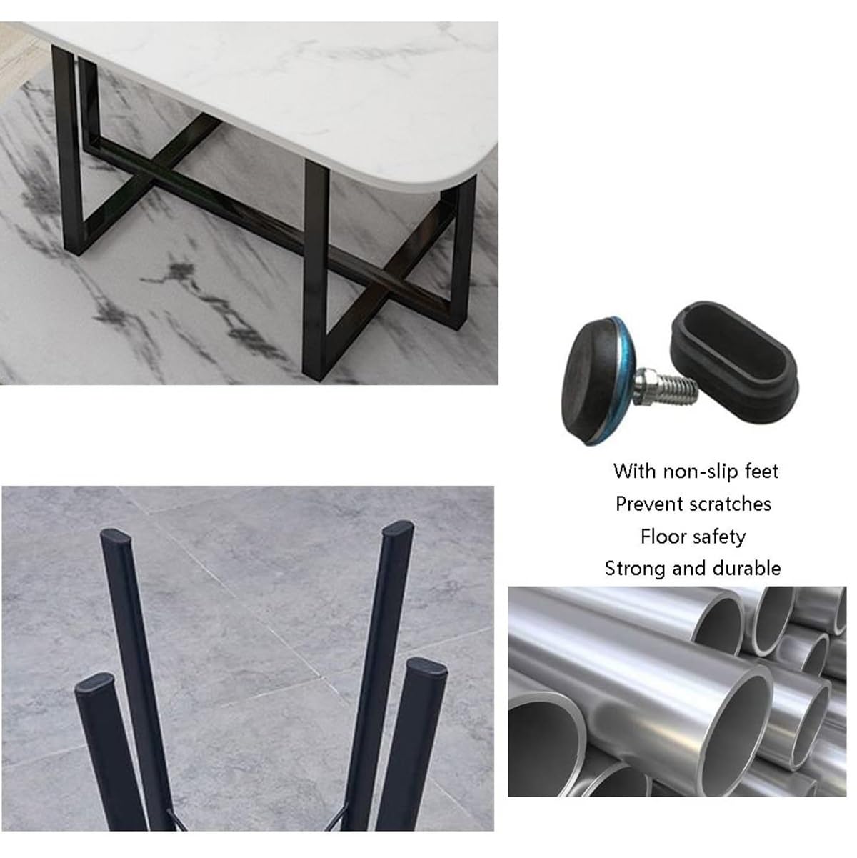 Black 6-Piece Dining Table Set with Chairs - Perfect for Office Meetings, Conference Rooms, Coffee Bars & Business Receptions - Modern Reception Table & Chair Combo for Professional Spaces