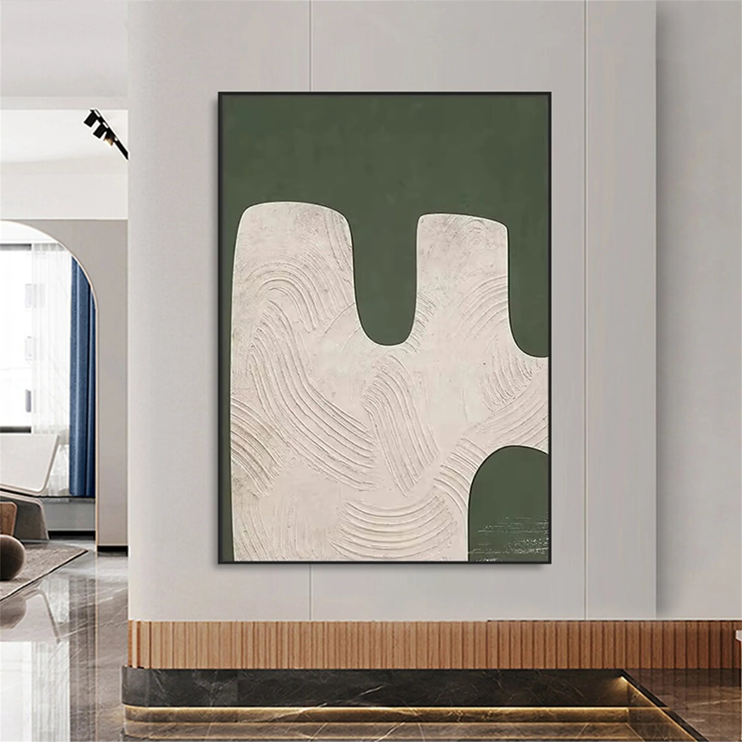 Blue & Green Abstract Wall Art Canvas Print #BG051 - Modern Home Decor for Living Room, Bedroom & Office