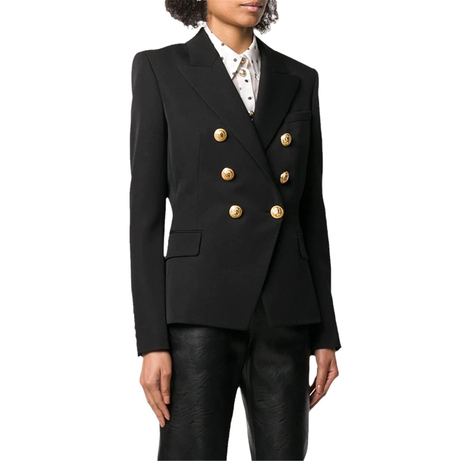 Women's Slim Fit Long Sleeve Black Blazer Jacket for Spring - Office Wear, Business Casual & Formal Occasions