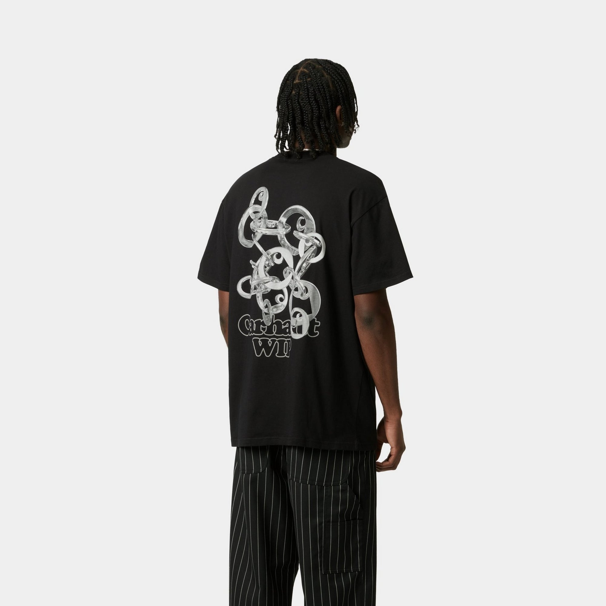 Linked Charms T-Shirt for Women - Black & Silver Graphic Tee | Trendy Casual Top for Everyday Wear, Parties, and Outings