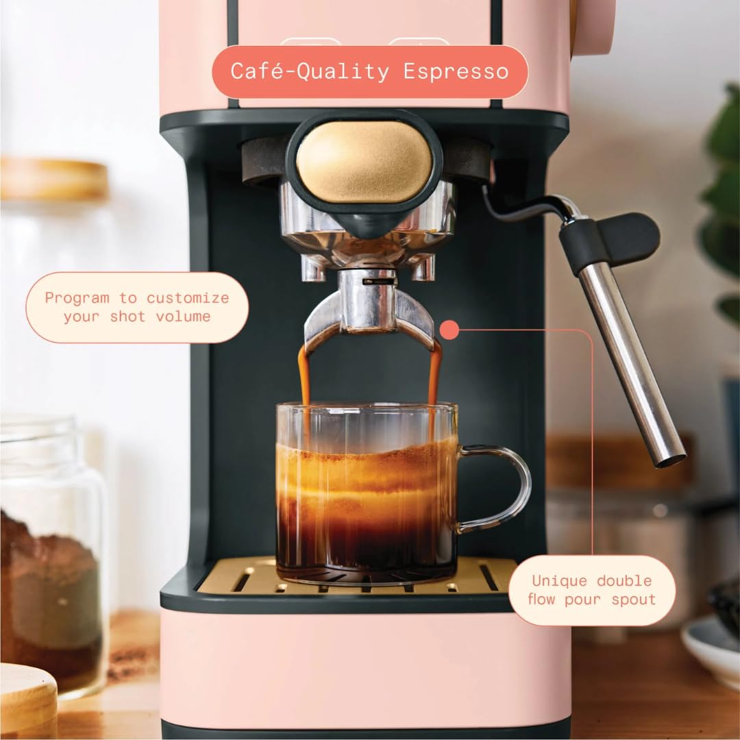 Premium 20-Bar Pressure Espresso Machine - Compact Slim Design, Rapid Heating, Built-in Milk Frother for Latte & Cappuccino | High Performance Home Coffee Maker (Rose Gold) | Perfect for Kitchen Countertops, Office Breakrooms & Coffee Enthusiasts