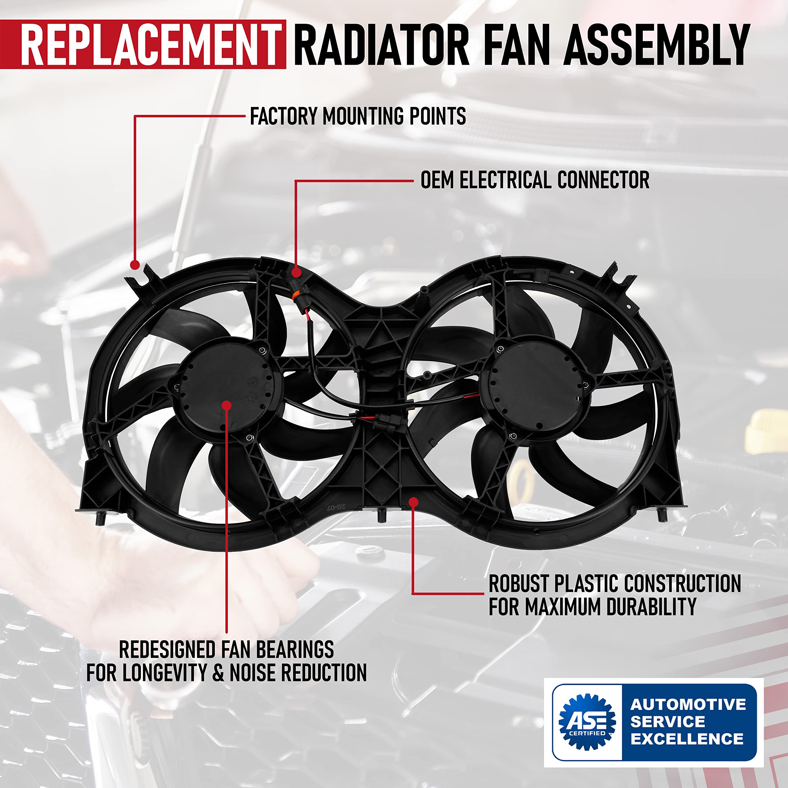 High-Performance Replacement Radiator Fan for Nissan Pathfinder, Infiniti QX60 & JX35 (2013-2020 Models) - Direct Fit for OEM Part Numbers 21481-3JA2E, 214813JA0A, 214813JA0E, 214813JA1B, 214933JA0E - Perfect for Engine Cooling & Overheating Prevention in Hot Weather & Heavy Traffic