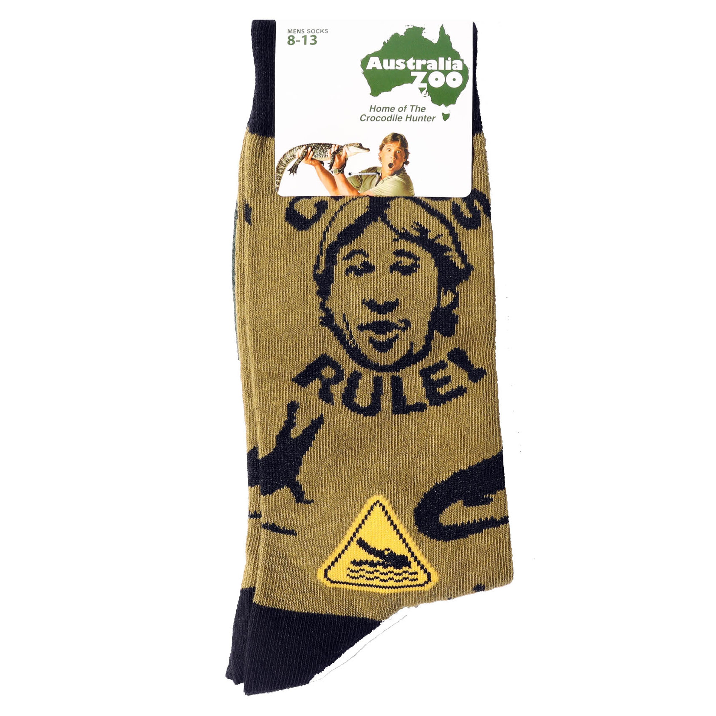 Men's Australia Zoo Crocs Rule Cotton Crew Socks - Comfortable Green Ankle Socks for Casual Wear, Walking & Outdoor Activities
