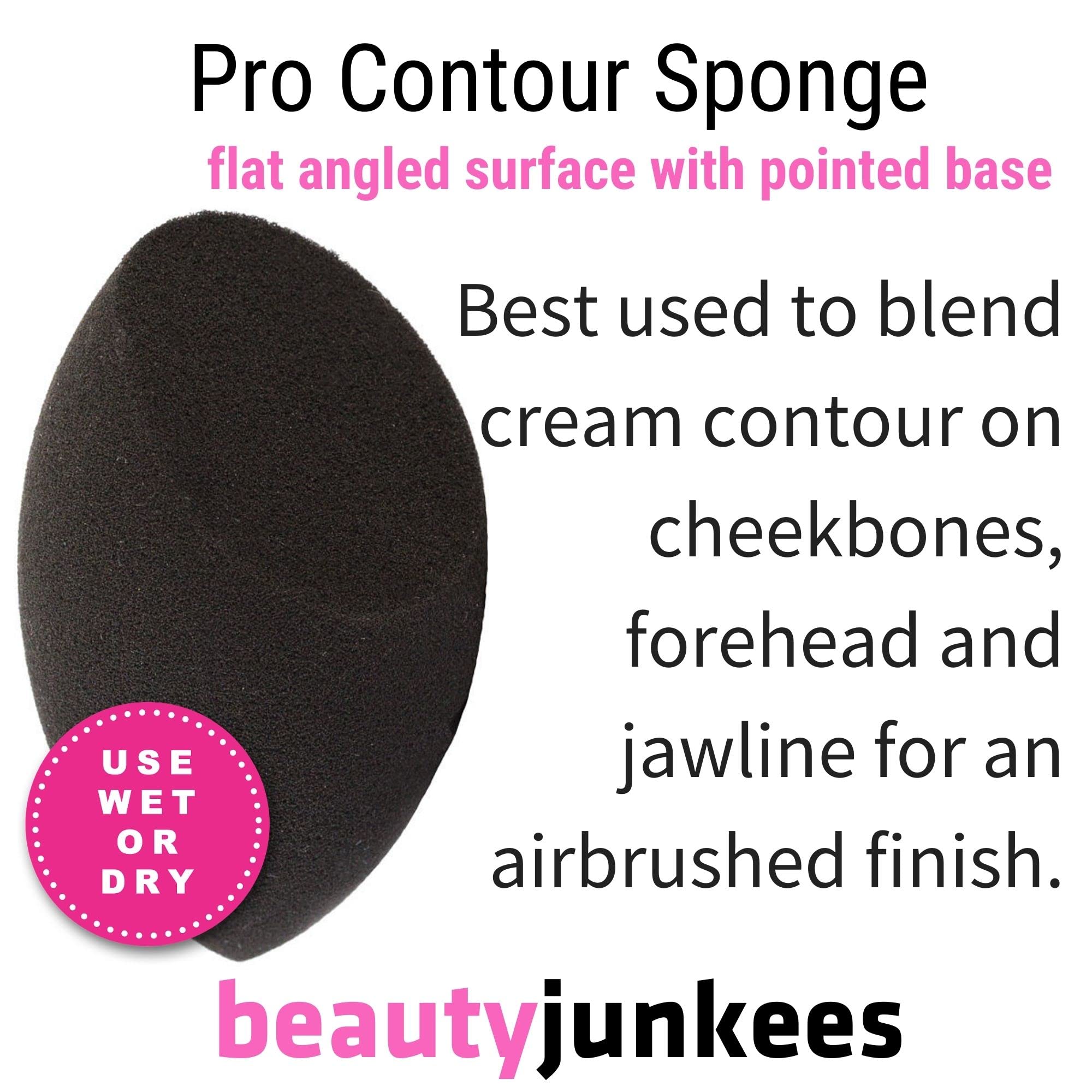 Beauty Junkees Makeup Sponge Blender - Latex-Free Black Contour Sponge for Liquid, Cream & Powder Foundation - Wet & Dry Cosmetic Blender for Flawless Makeup Application - Perfect for Everyday Use & Professional Makeup Artists