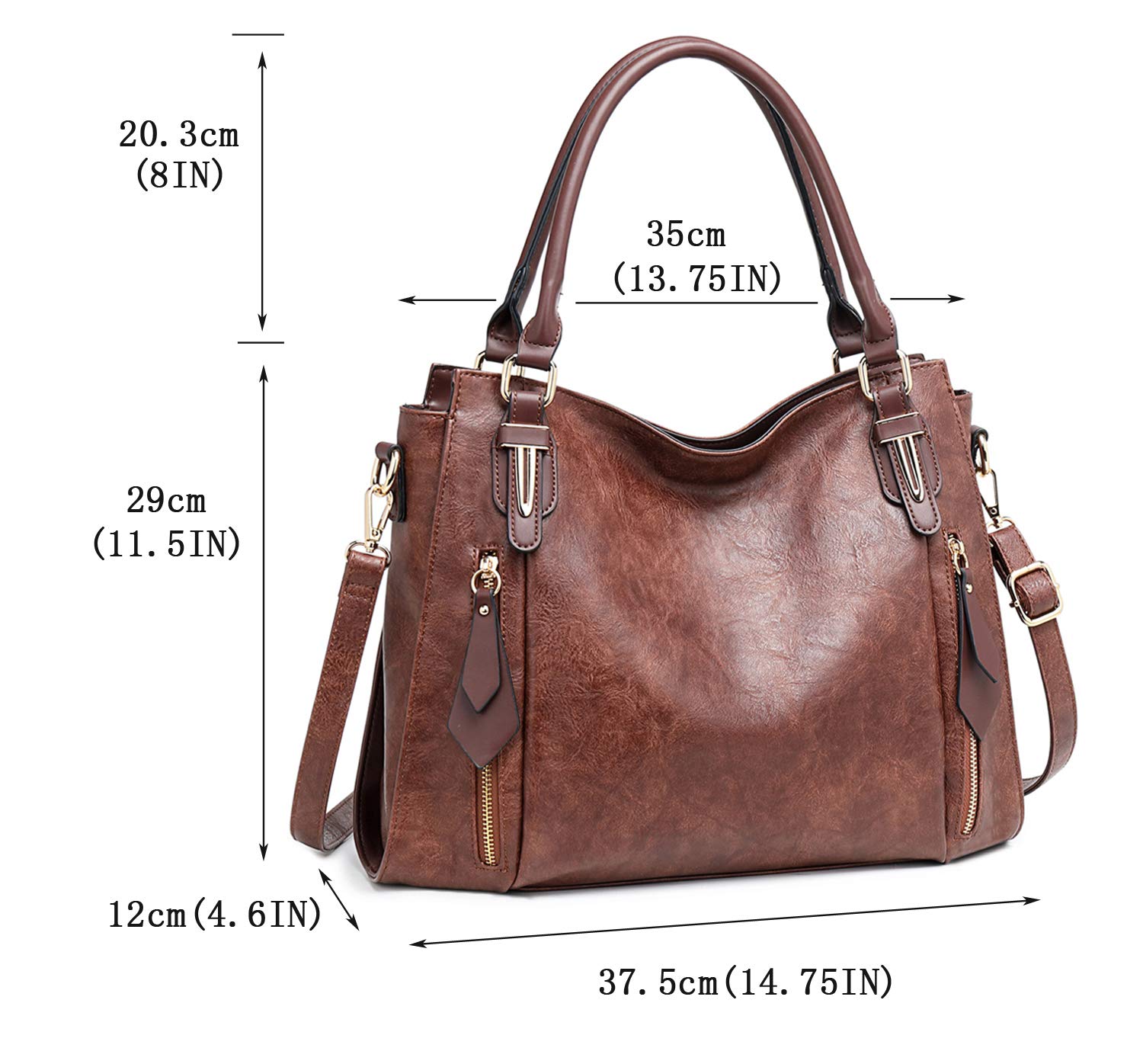 Stylish Women's PU Leather Tote Bag - Adjustable Shoulder Strap Hobo Handbag for Work, Travel & Daily Use