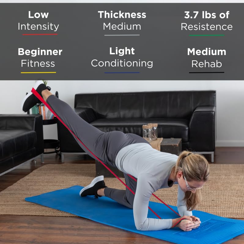 THERABAND Resistance Bands - 6 Yard Roll Professional Latex Elastic Exercise Bands for Strength Training, Physical Therapy & Home Workouts | Upper Body, Lower Body & Core Workout Equipment | Ideal for Pilates, Rehab & Fitness Training (Red, Medium, Level 3)
