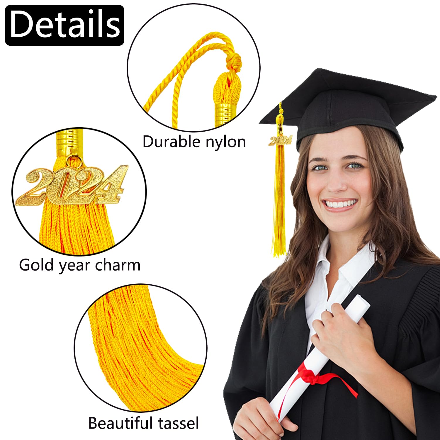 2025 Graduation Tassel - Gold Graduation Cap Tassel with 2025 Charm for High School & College Ceremonies - Perfect Graduation Gift & Keepsake for Students, Teachers & Graduates