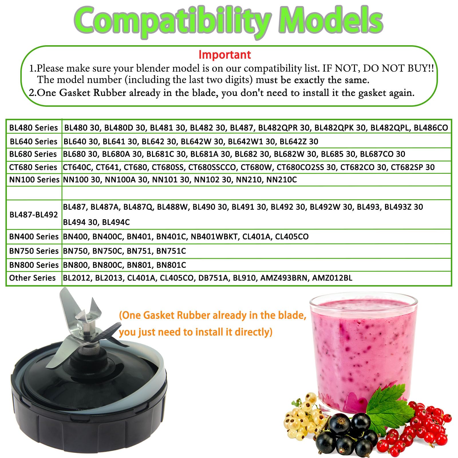 Ninja Blender Replacement Parts - 24oz Cup & 7-Fin Blade for BL480, BL642, BN401 | Perfect for Smoothies & Travel