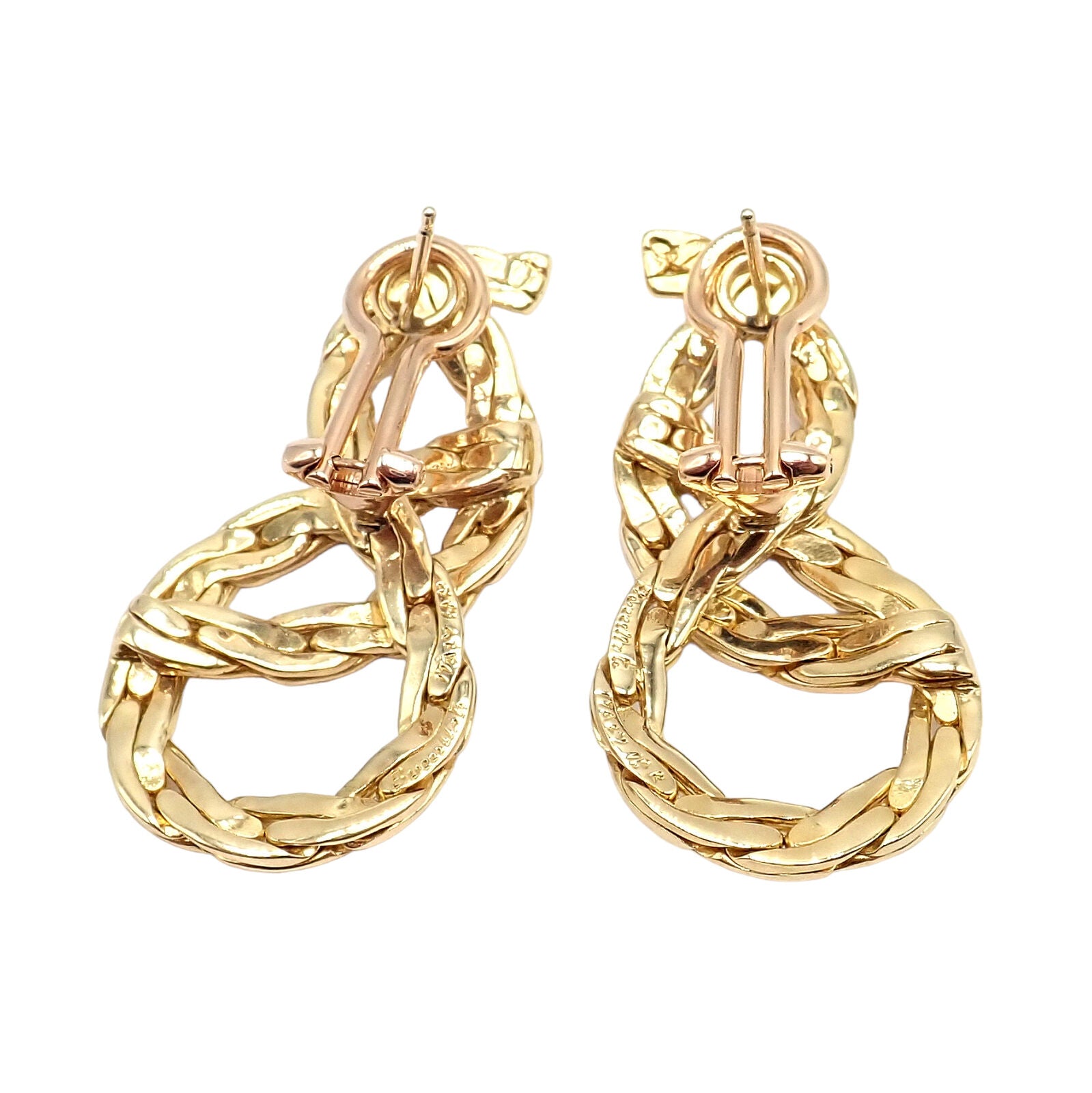 Authentic Vintage Buccellati 18K Yellow Gold Knot Rope Coil Earrings - Luxury Italian Jewelry for Women, Perfect for Weddings, Parties & Special Occasions