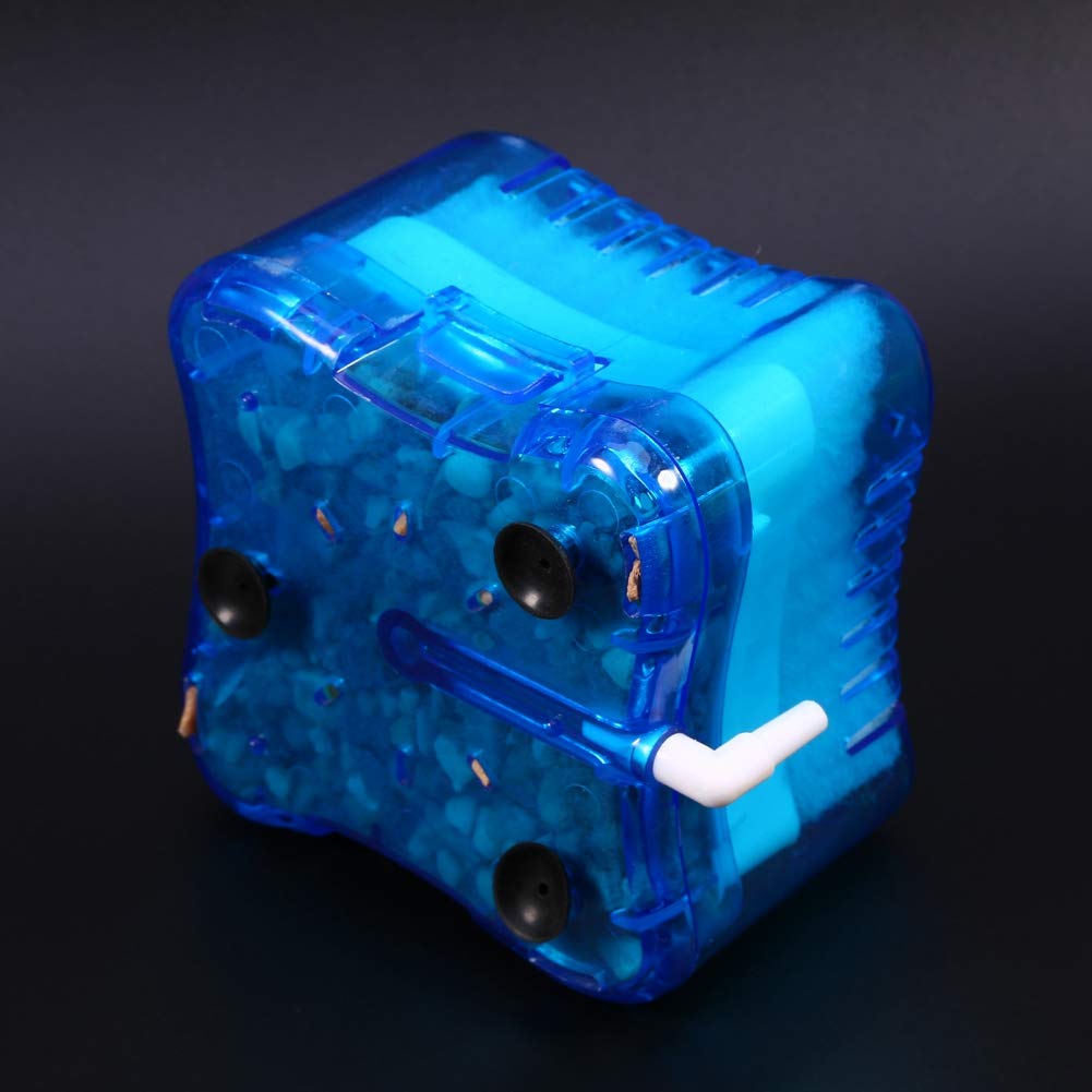 EVTSCAN Mini Aquarium Fish Tank with Pneumatic Biochemical Activated Carbon Filter - Blue | Compact Underwater Filtration System for Small Fish Tanks, Betta Bowls & Desktop Aquariums
