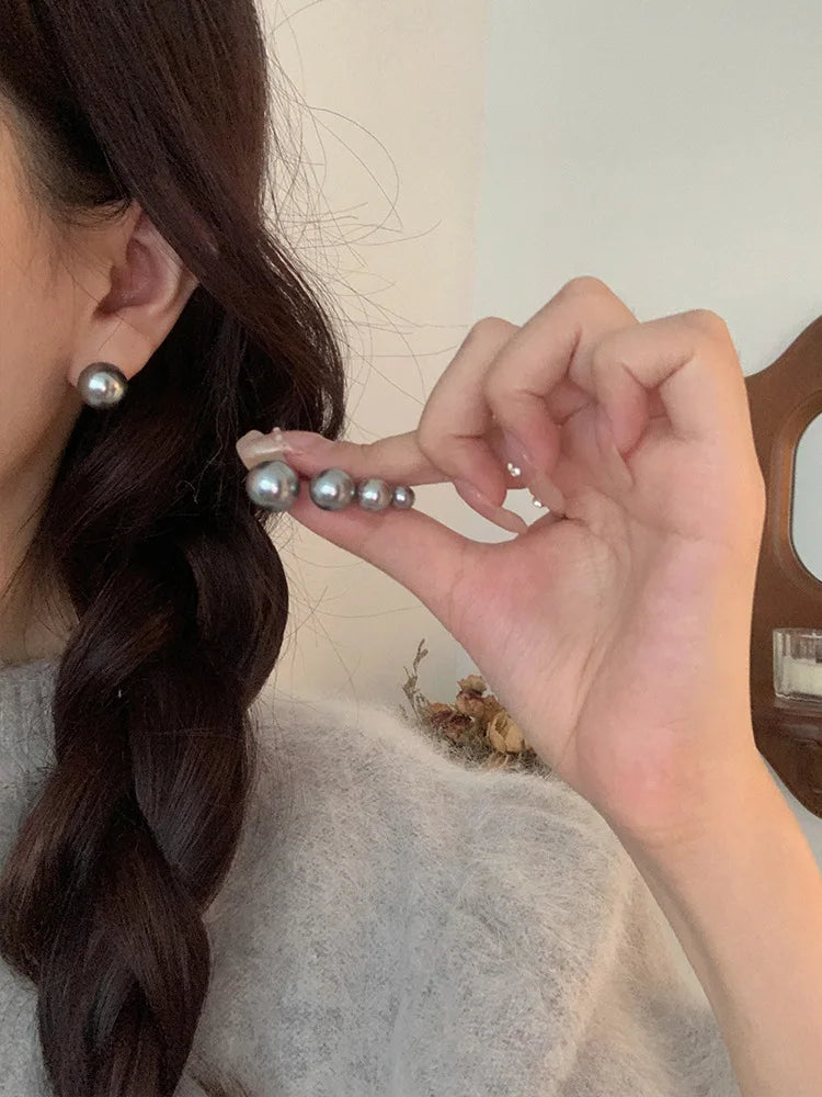 ALA Rising | Elegant Gray Pearl Earrings for Women - Unique Fashion Jewelry for Office & Party Wear - Perfect Gift for Her