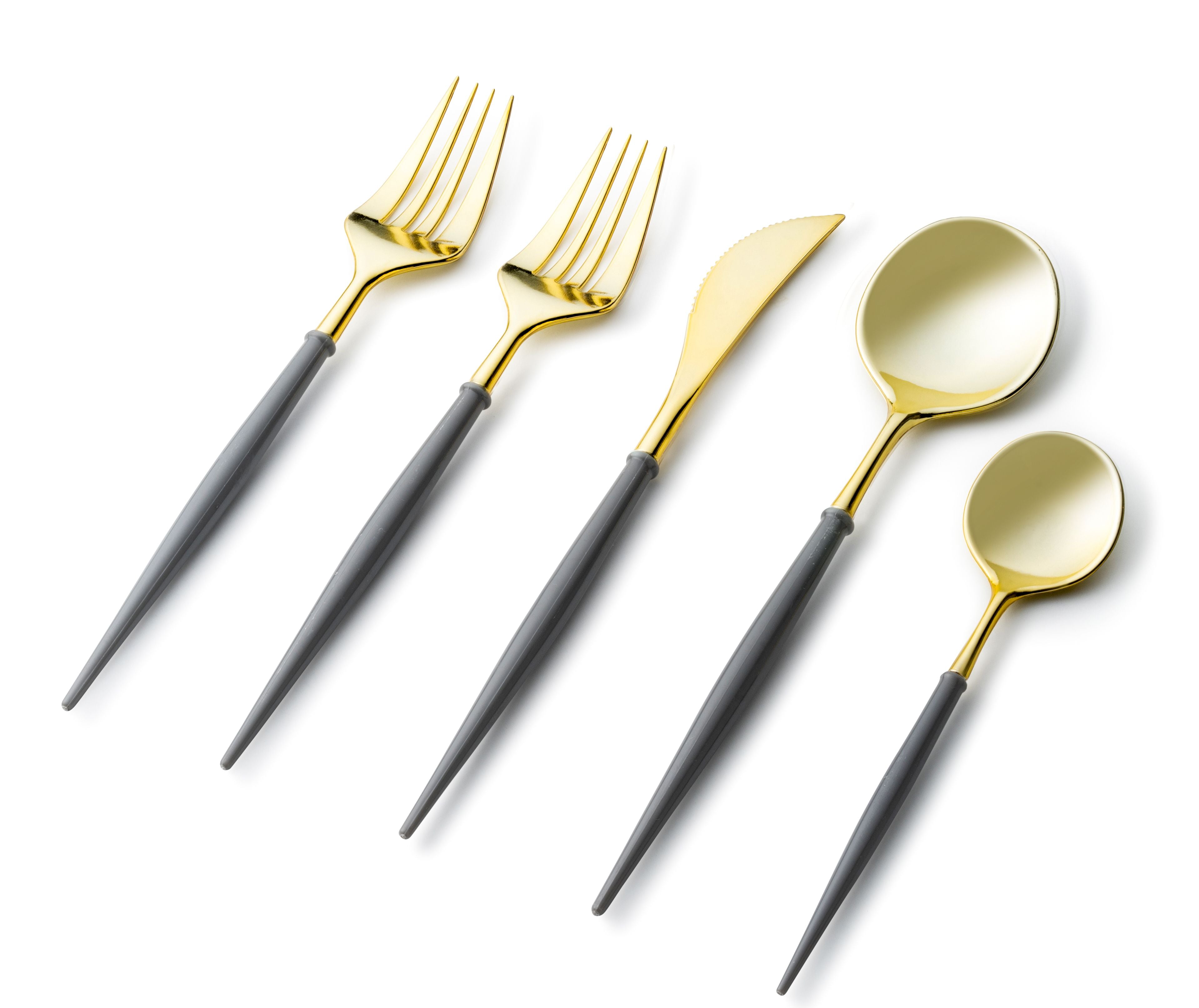 Premium Noble Collection Gold & Gray Flatware Set - 40-Piece Service for 8 - Elegant Dinnerware for Formal Dining, Wedding Registry & Holiday Entertaining