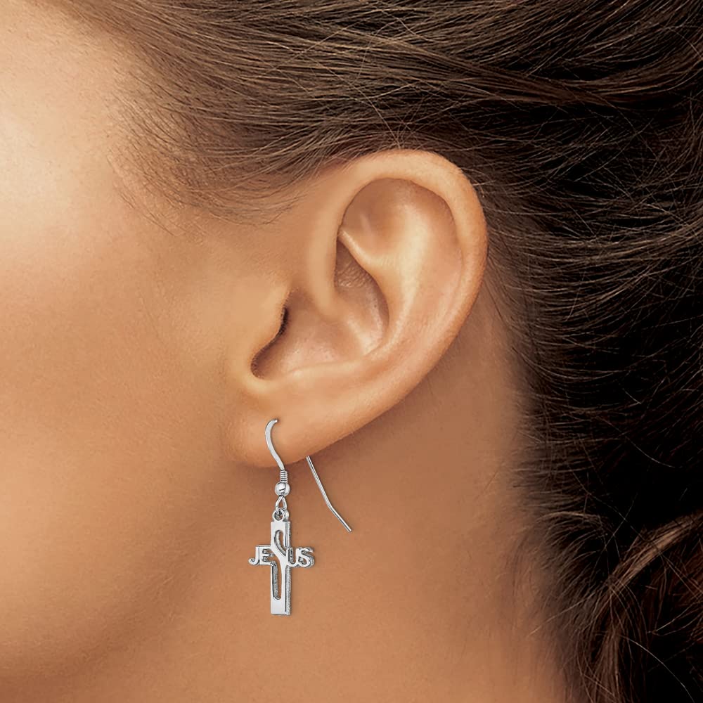925 Sterling Silver Jesus Cross Shepherd Hook Earrings for Women - Religious Jewelry Gift for Church, Baptism & Everyday Wear