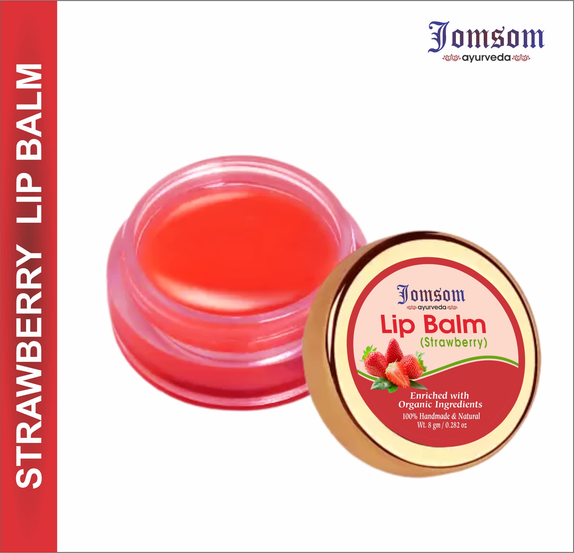 Organic Strawberry Lip Balm with SPF 30 & Vitamin C+E - Moisturizing, Lightens Dark Lips & Reduces Pigmentation - 12g Natural Lip Care for Soft Pink Lips - Perfect for Daily Use, Sun Protection & Night Lip Treatment