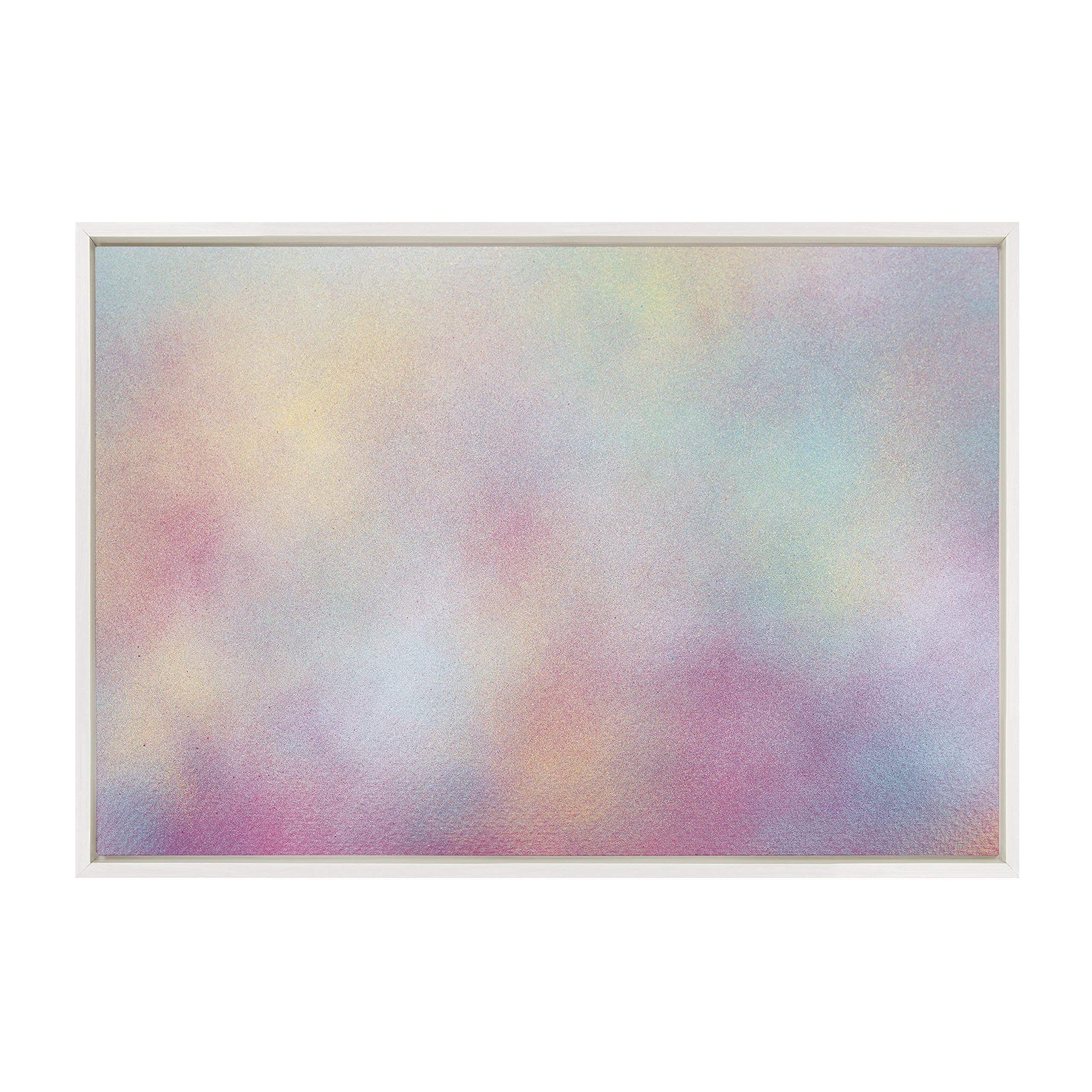 Kate & Laurel x Mentoring Positives Baby Girl Framed Canvas Wall Art - 23x33 Inch White Rainbow Abstract Print - Nursery Decor, Kids Room Wall Decor, Modern Home Art for Bedroom & Living Room