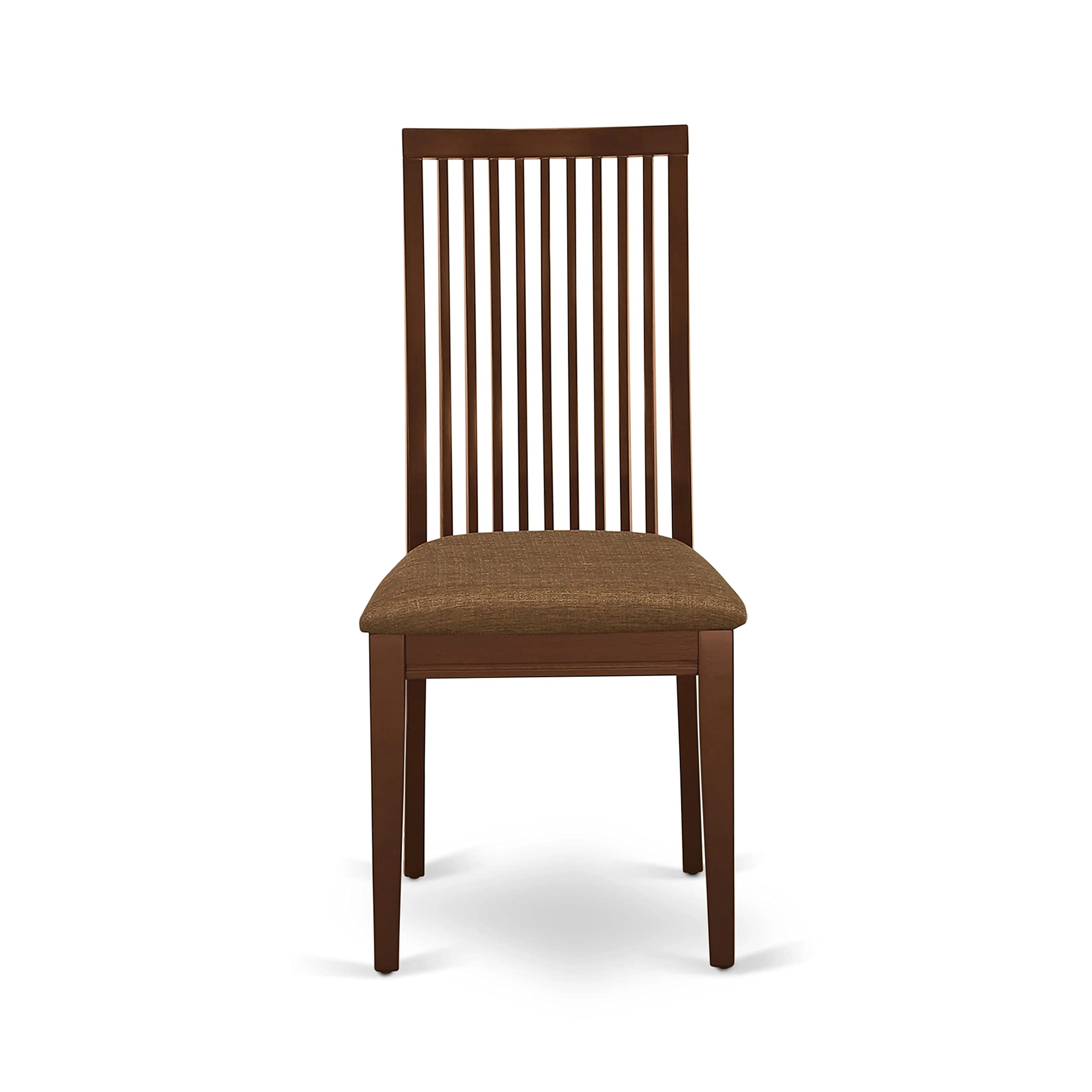 East West Furniture IPC-MAH-C Ipswich Solid Wood Dining Chairs Set of 2 - Mahogany Finish, Linen Upholstered Seats for Elegant Dining Room & Kitchen Decor | Perfect for Formal Dinners, Family Meals & Entertaining Guests