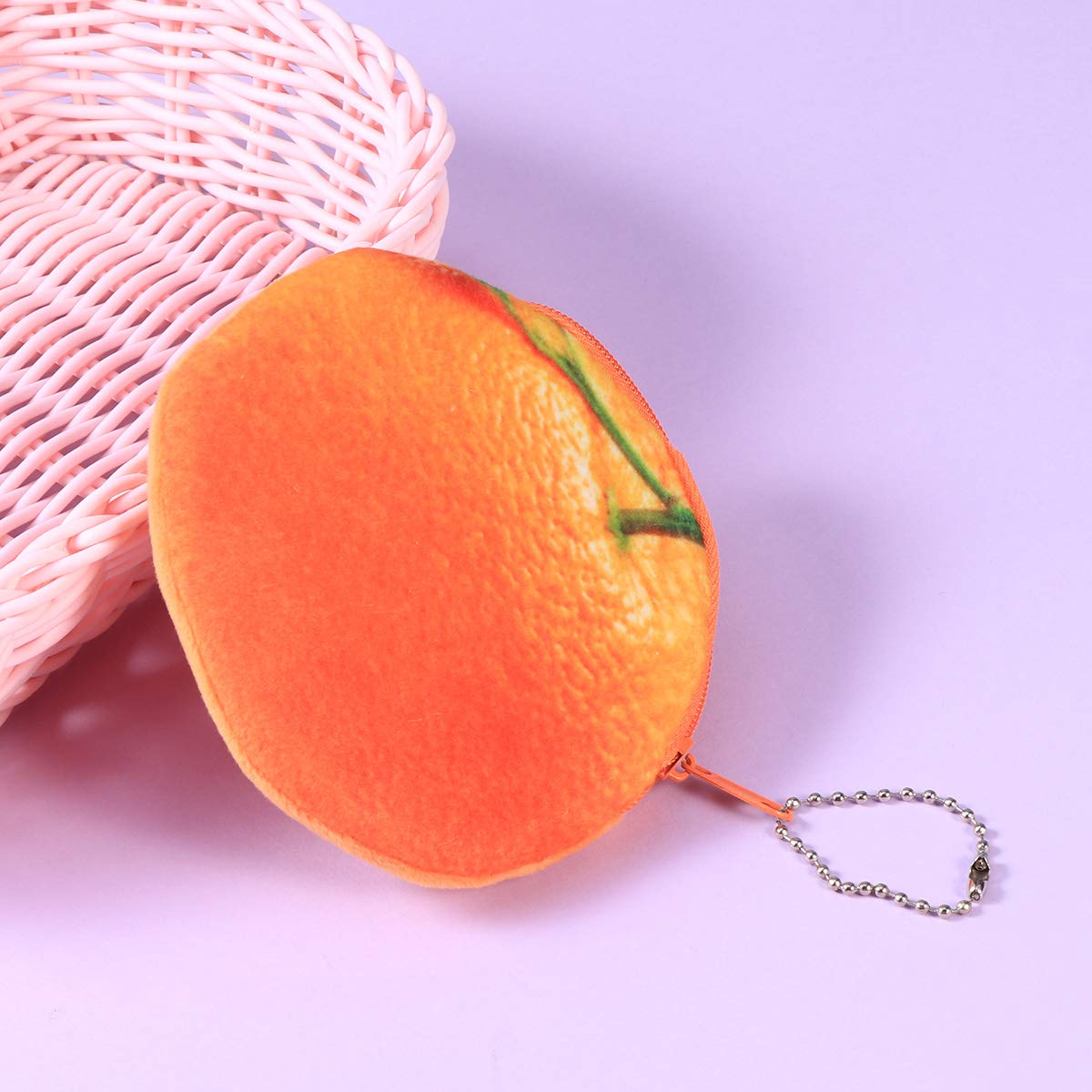 Mini Zip Around Wallet for Women - Cute Orange Fruit Coin Purse Keychain Pouch, Cartoon Style Kids Wallet & Keychain Organizer | Perfect for Everyday Use, Travel, Gifts & Organizing Small Items