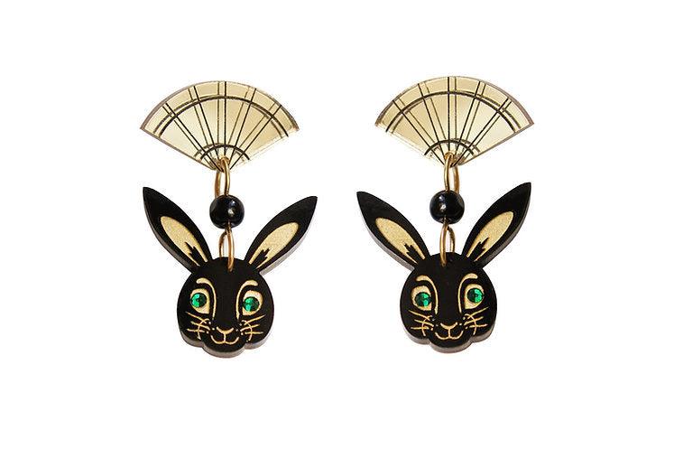 Laliblue Chinese New Year Rabbit Earrings - 2023 Year of the Rabbit Jewelry for Women, Sterling Silver Cute Bunny Stud Earrings - Perfect for Lunar New Year Celebrations, Birthday Gifts & Festive Occasions