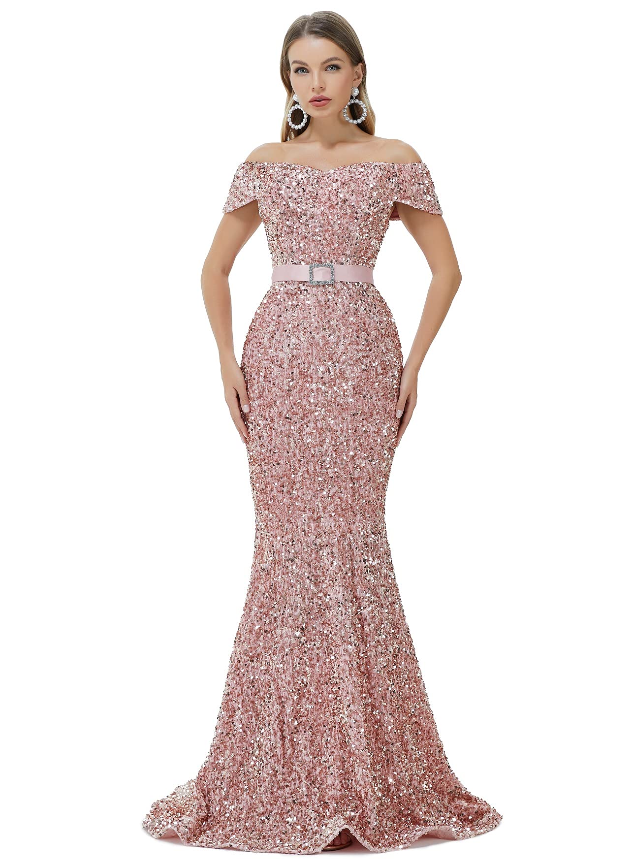 Sparkly Sequins Mermaid Evening Dresses for Women - Off Shoulder Bridal & Bridesmaid Gowns for Formal Parties, Prom, Weddings & Special Occasions | Elegant Night Out & Red Carpet Looks