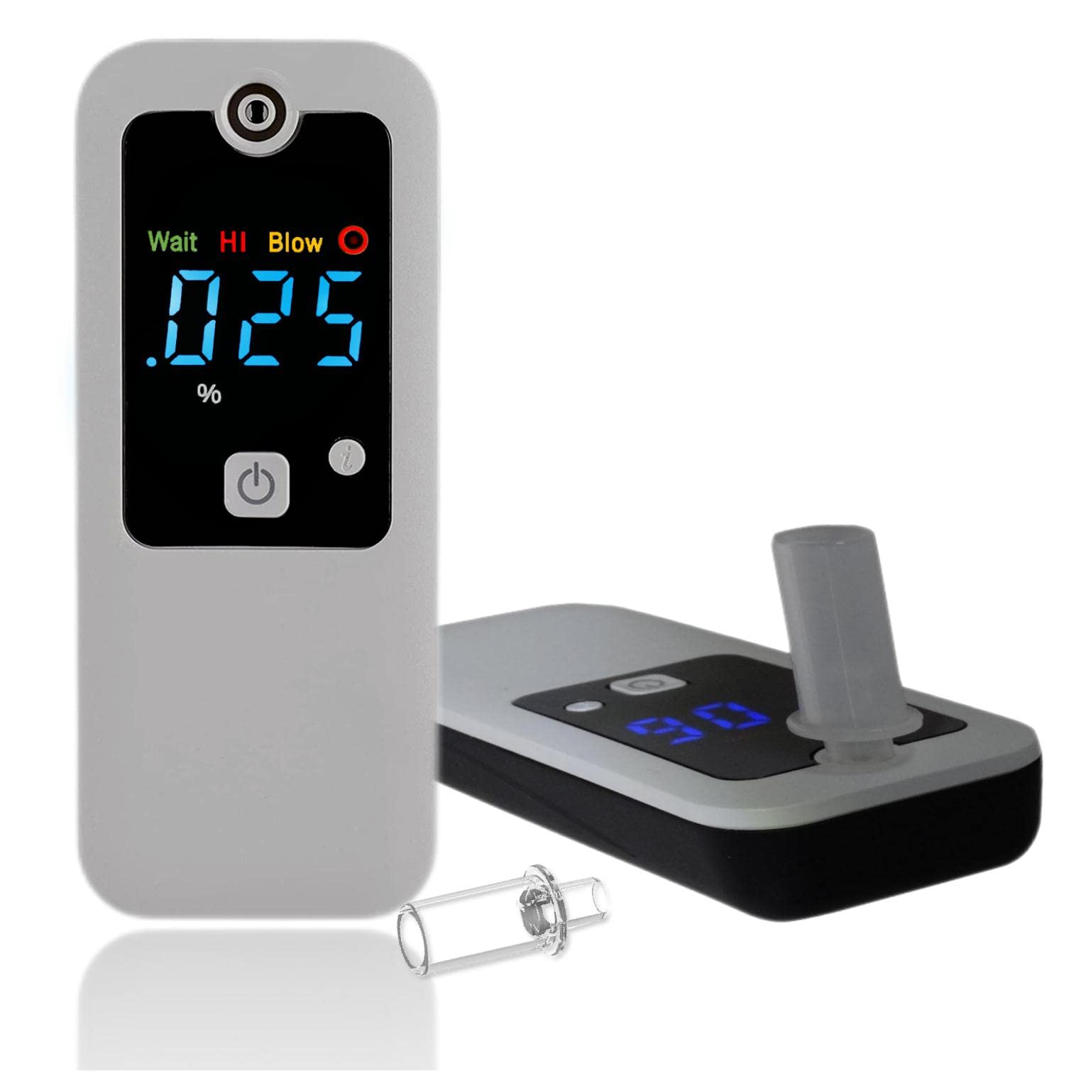 Professional Rechargeable Breathalyzer with 200 Tests per Charge - 10 Memory Storage & Night Light Display (Htn Blue) - Perfect for Personal Alcohol Testing, Workplace Safety, and Responsible Driving