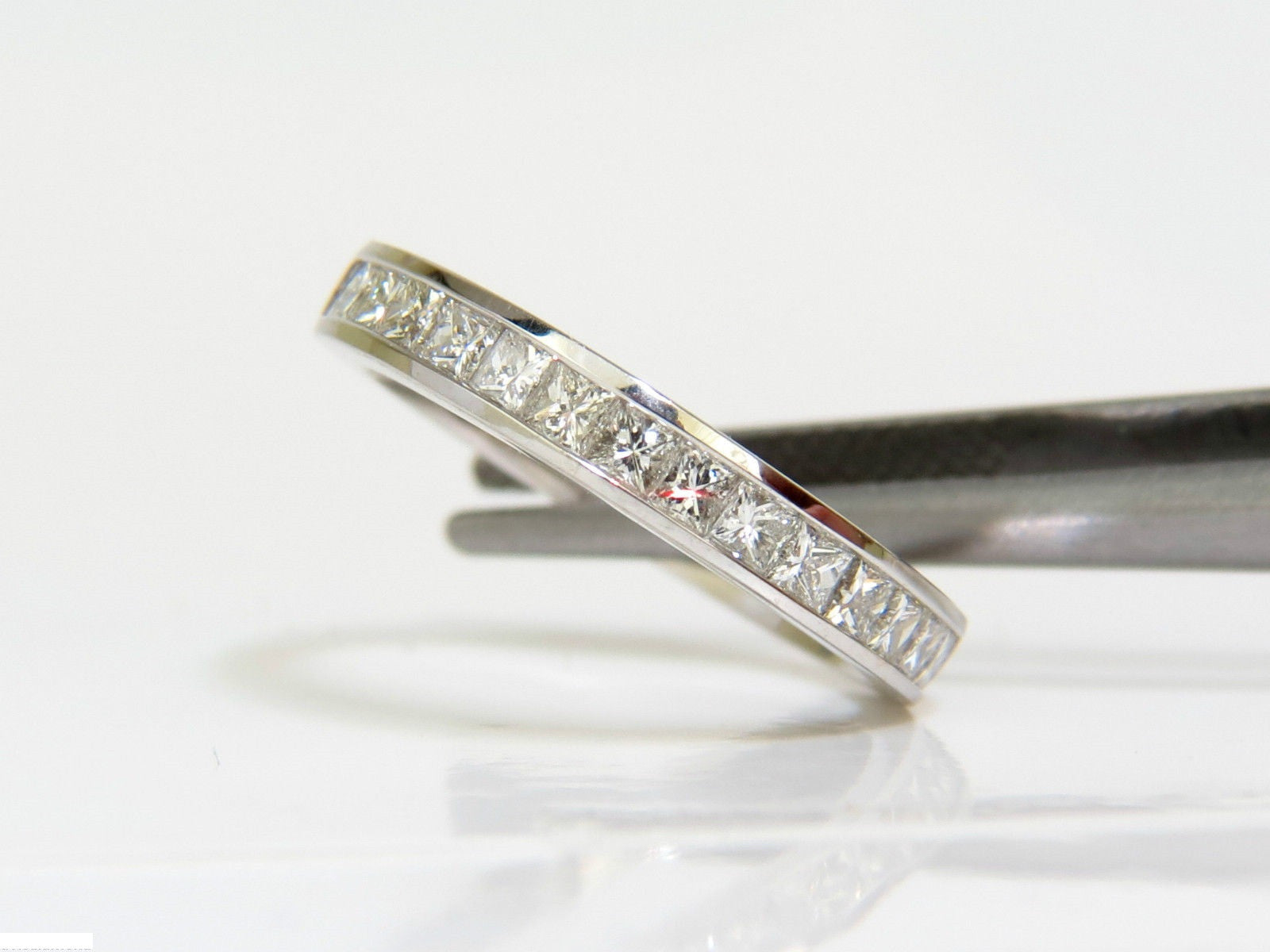 0.70CT Classic Princess Cut Diamond Band Ring in 14K White Gold - Elegant Wedding, Engagement & Anniversary Jewelry Gift for Women