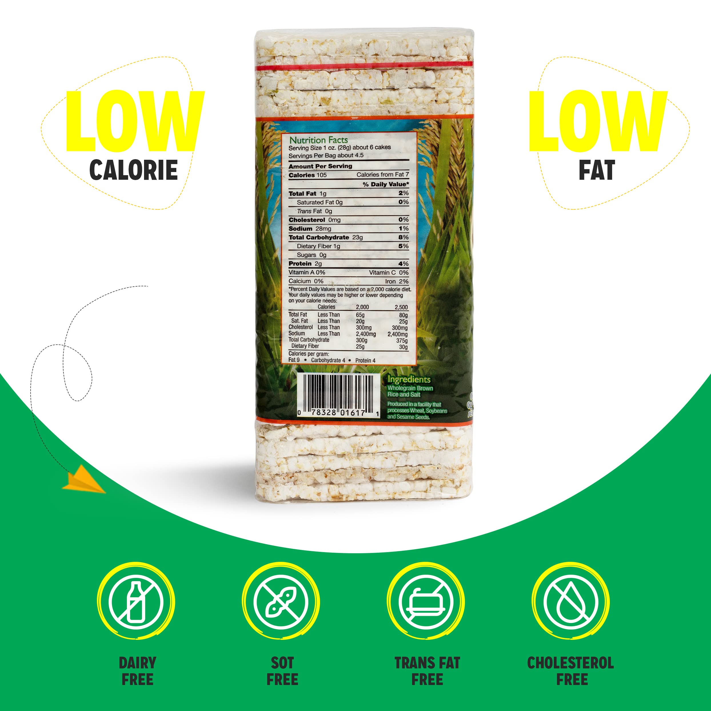 Landau Thin Whole Grain Rice Cakes - Light & Airy Low Calorie Snacks | Kosher Certified | 12 Pack | Lightly Salted | Perfect for Healthy Snacking, Weight Loss & On-the-Go Lifestyle