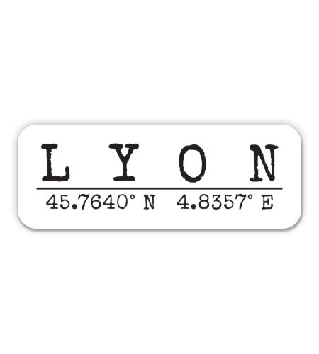 Squiddy Lyon France - City Coordinates Travel Luggage Vinyl Sticker Decal - Waterproof Phone, Laptop, Water Bottle Decoration (3