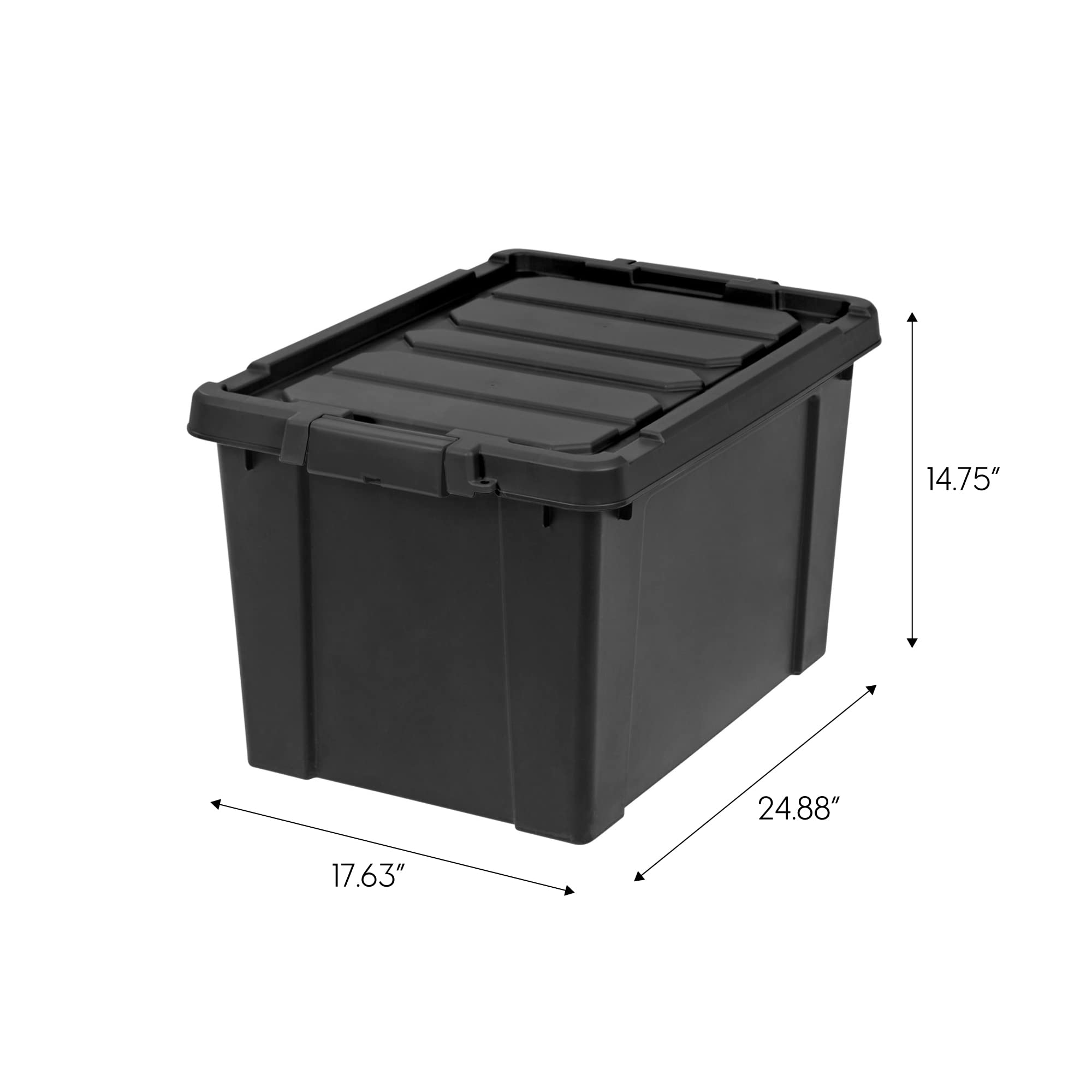 IRIS USA 75.7 L (20 Gallon) Heavy-Duty Lockable Storage Totes with Lids - 6 Pack Stackable Plastic Containers for Garage Organization, Moving Supplies & Equipment Storage - Durable Utility Bins for Home, Office & Warehouse Use