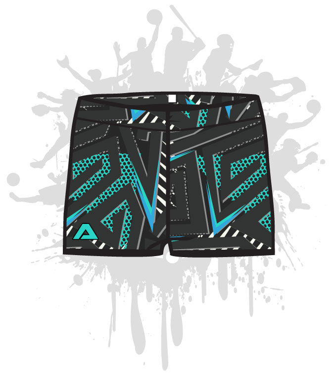 Abstract Geo Women's Compression Shorts - High Waist Workout Leggings for Yoga, Running & Gym - Moisture Wicking & Breathable Activewear