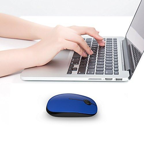 VssoPlor Wireless Mouse - 2.4G Slim Portable Computer Mouse with Nano Receiver for Laptop, PC, MacBook - Ergonomic Design for Office Work, Gaming & Travel (Black Blue)