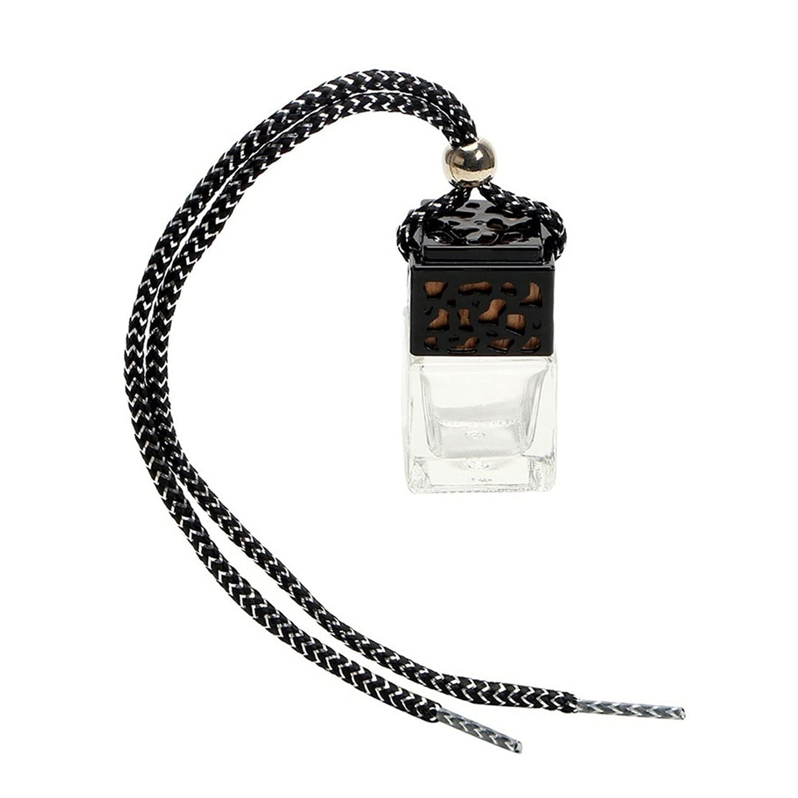 Refillable Glass Car Air Freshener Bottle - Essential Oil Diffuser & Perfume Spray for Vehicles - Black Hanging Air Purifier for Home, Office & Car Interior