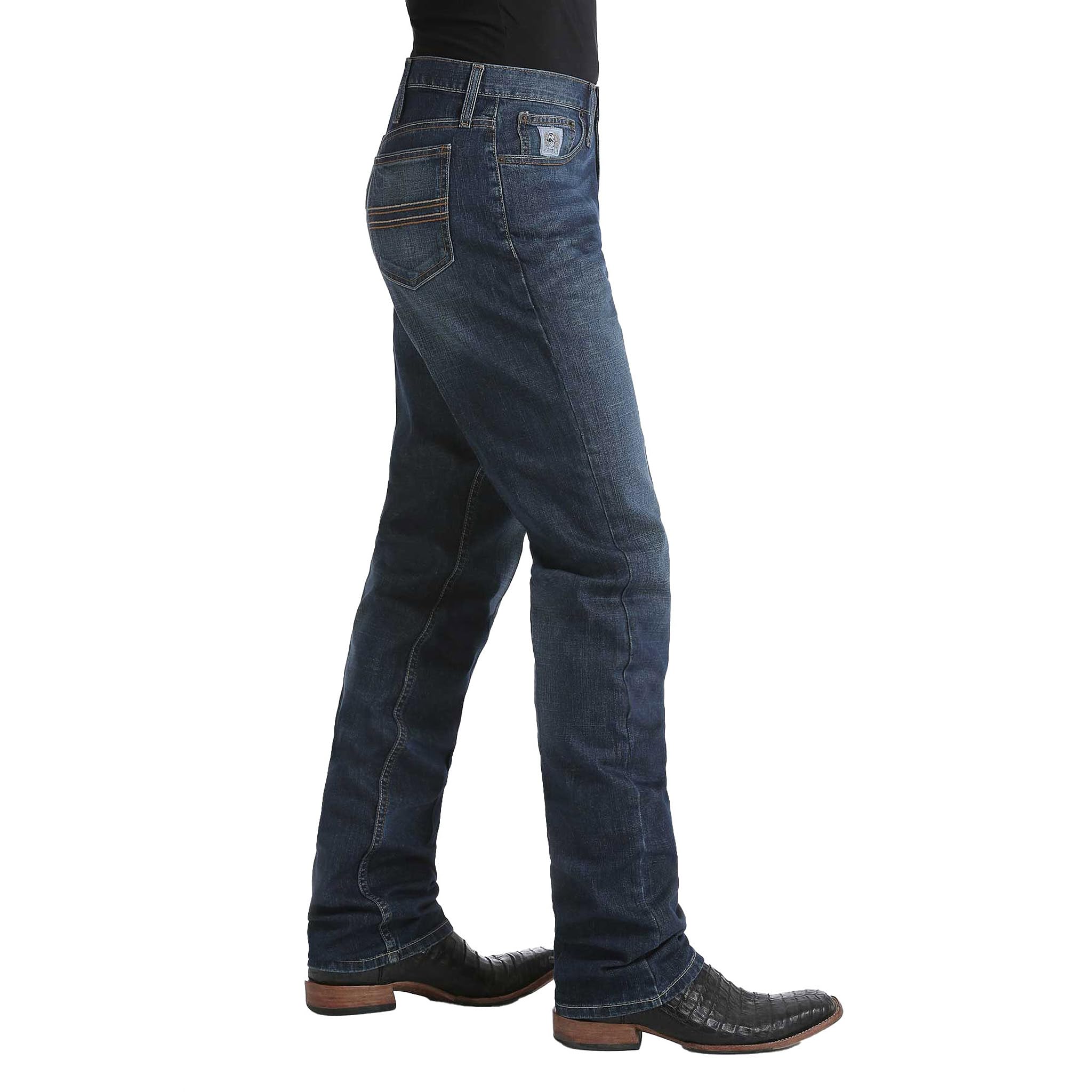 Cinch Men's Silver Label Dark Wash Slim Straight Performance Jeans - Dark Stone 31W x 38L - Comfortable Mid Rise Denim Pants for Work, Casual & Outdoor Activities
