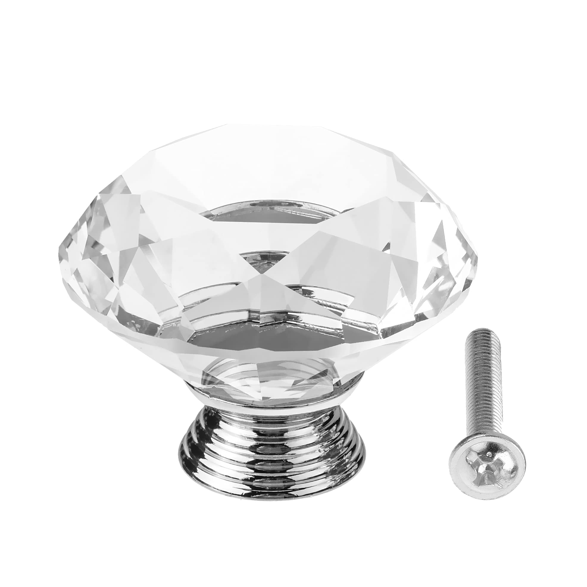 MroMax Clear Crystal Plastic Cabinet Knobs - 2Pcs Transparent Pull Handles for Drawers, Cupboards, Dressers, Bookcases & Wardrobes - Perfect for Home, Office & Kitchen Organization