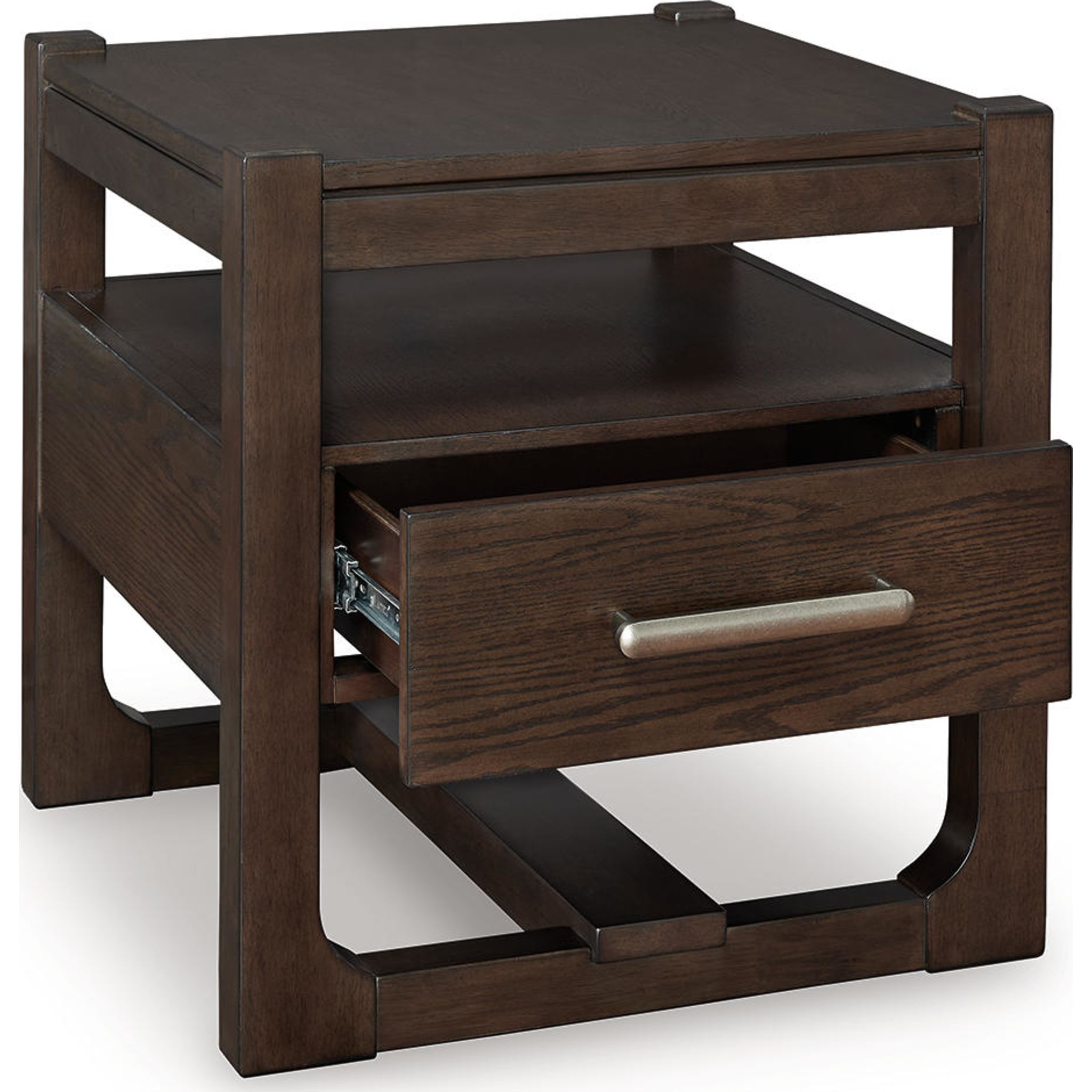 Breckington End Table - Dark Brown Wood Nightstand for Living Room, Bedroom & Office - Modern Side Table with Storage Shelf