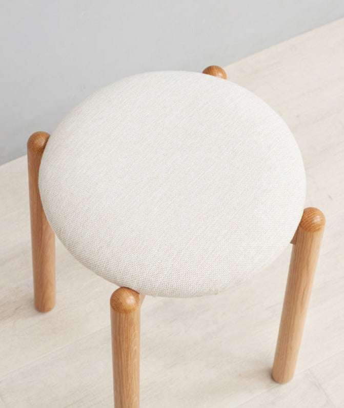 Solid Oak Wood Makeup Stool - Durable & Stylish Vanity Seat for Bedroom, Bathroom, or Dressing Room