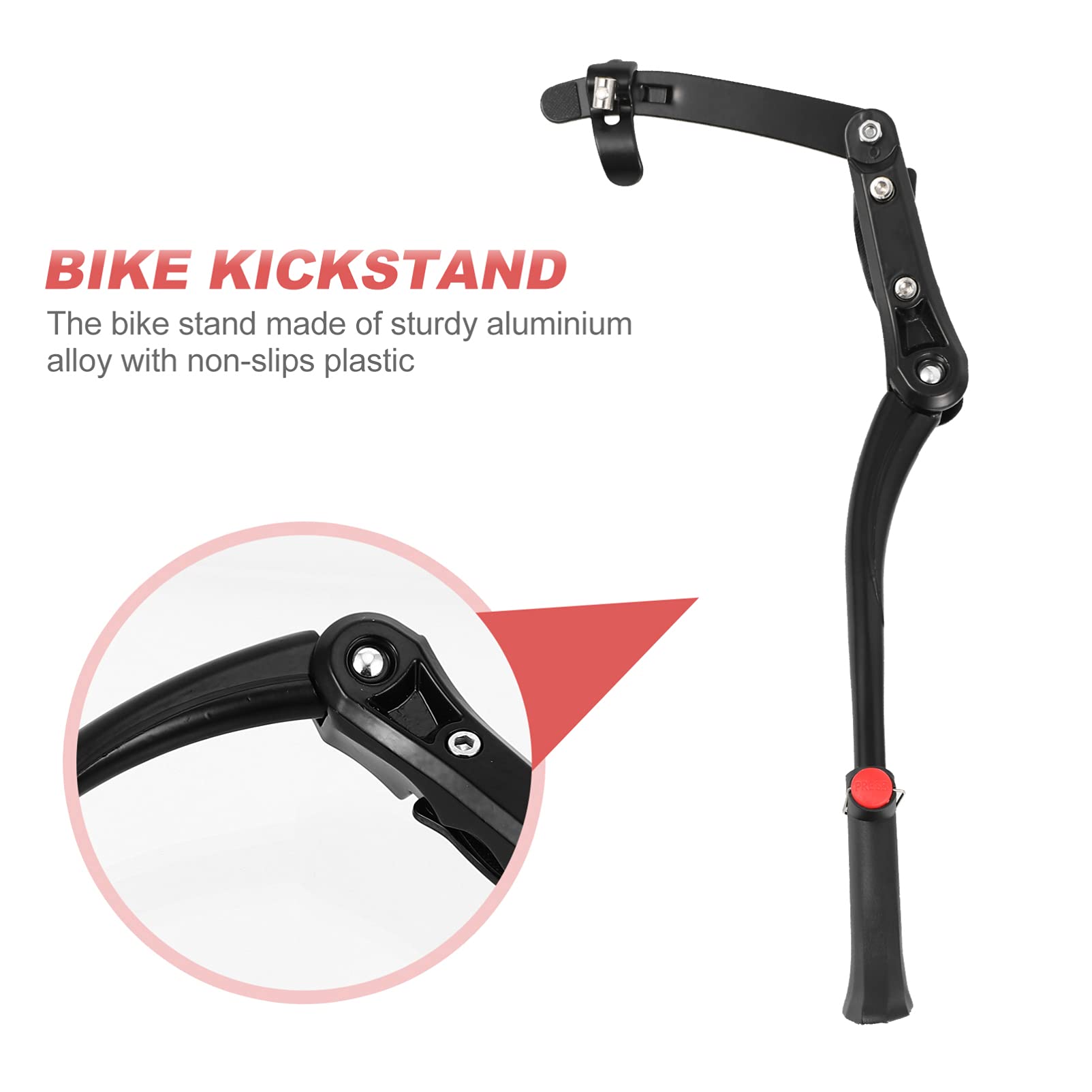 Adjustable Bicycle Kickstand - Heavy Duty Alloy Bike Side Stand with Foldable Design for Kids & Adult Bikes - Perfect for Parking, Exercise Bikes, and Outdoor Cycling Accessories