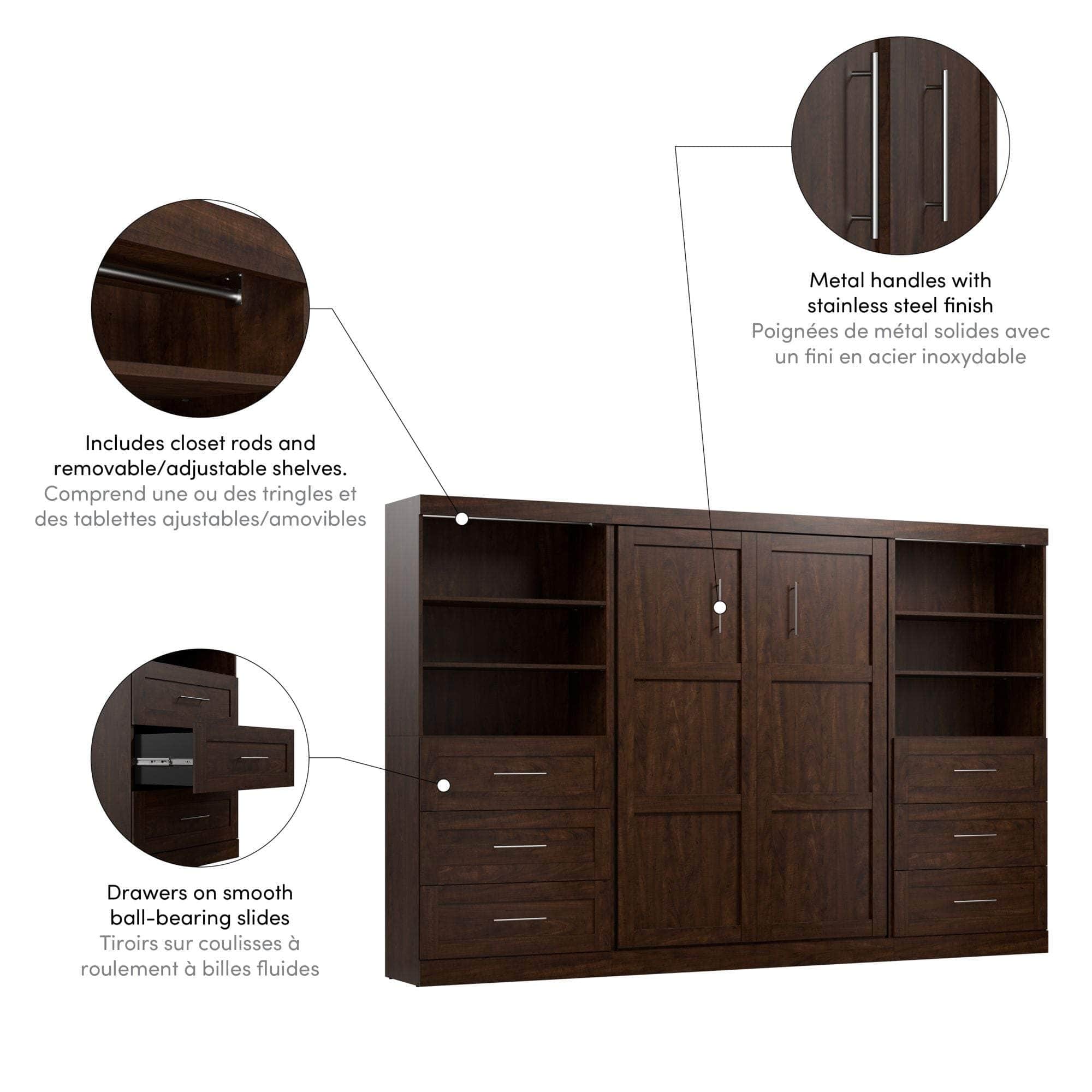 Pur Full Murphy Wall Bed with 2 Storage Units & Drawers (131