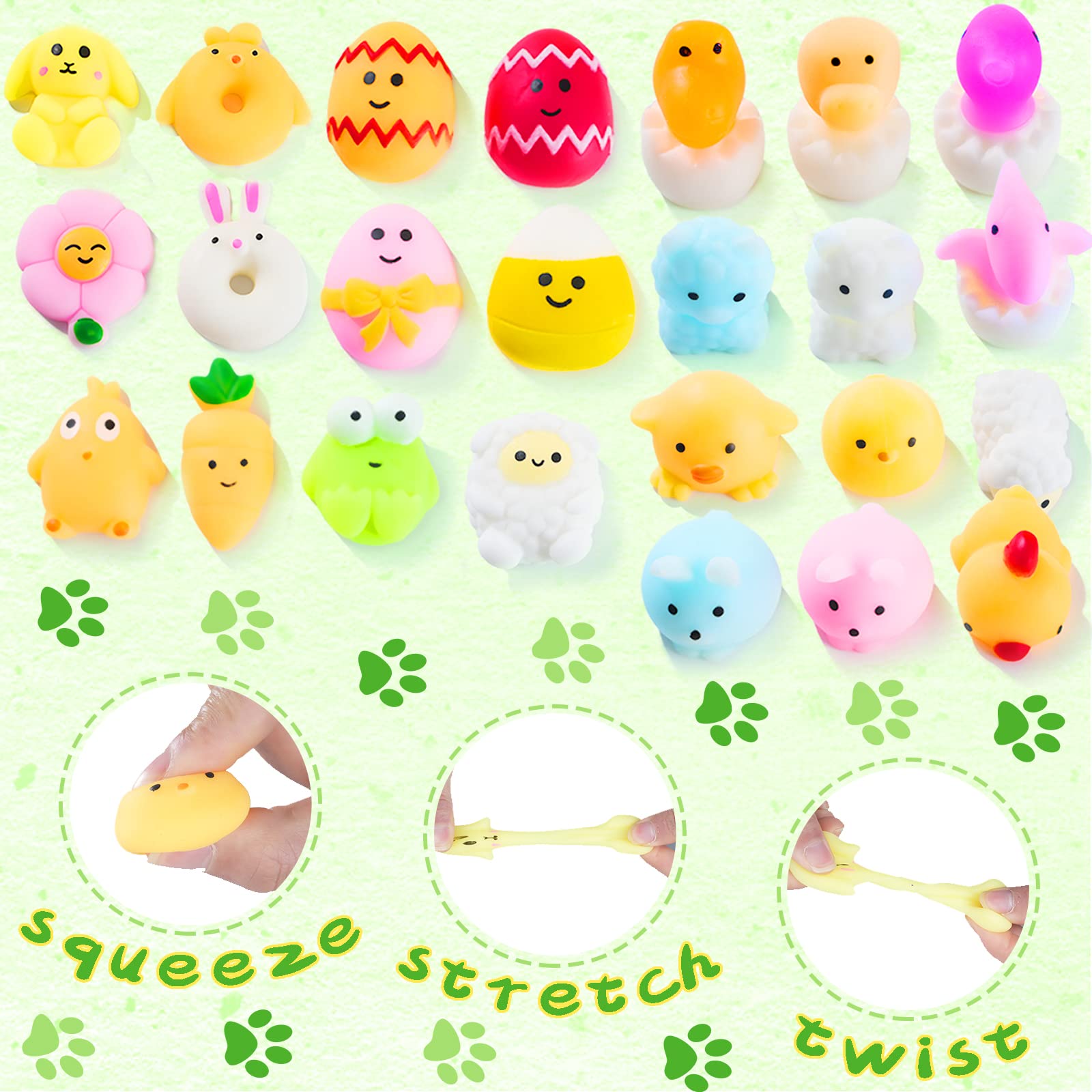 Easter Prefilled Eggs with Mochi Squishy Toys - Cute Stress Relief Sensory Toys for Kids, Easter Egg Hunt Prizes, Party Favors & Classroom Rewards (Classic) - Perfect for Easter Celebrations, Birthday Parties & Sensory Play