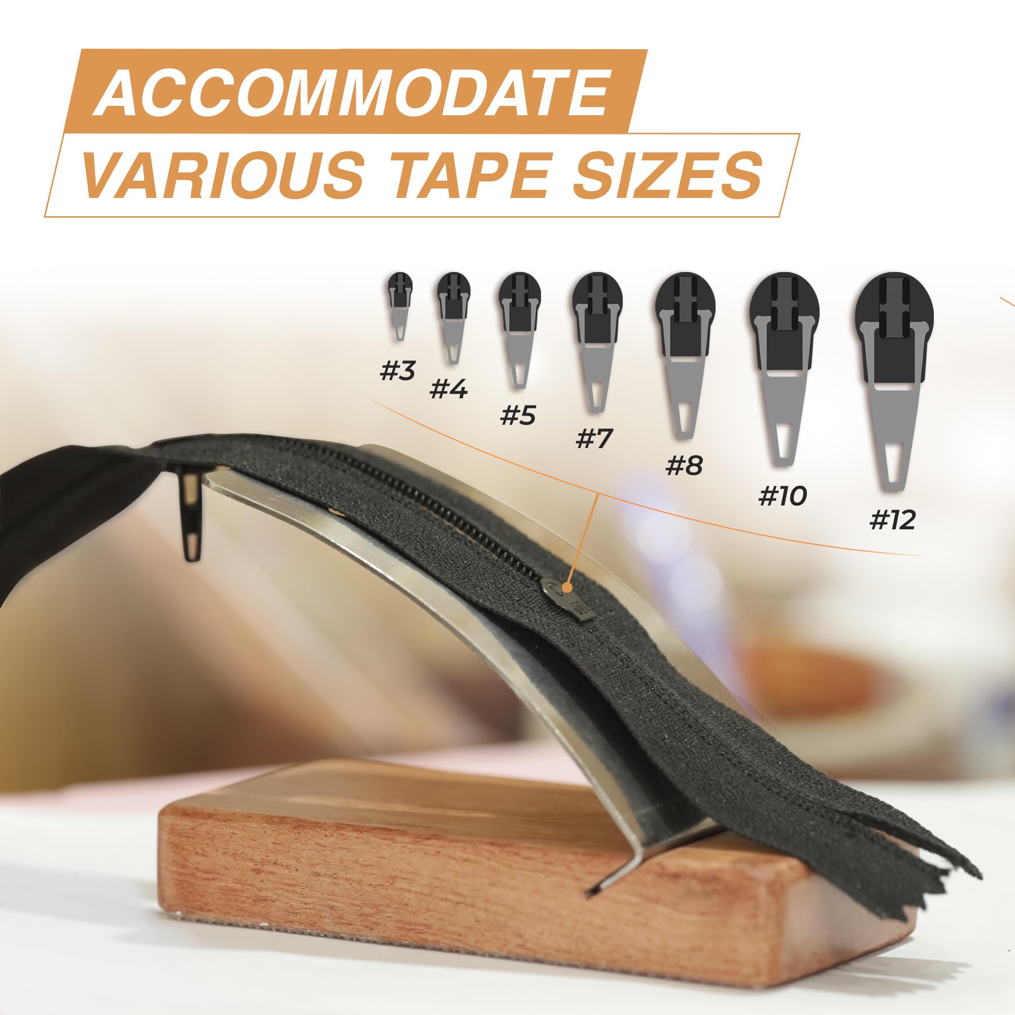 Savina Premium Zipper Jig Tool - Hardwood & Stainless Steel Zipper Installer for Dresses, Pants & Clothing - Universal Size Adjustable Sewing Tool - Perfect for DIY Tailoring, Costume Making & Garment Repair