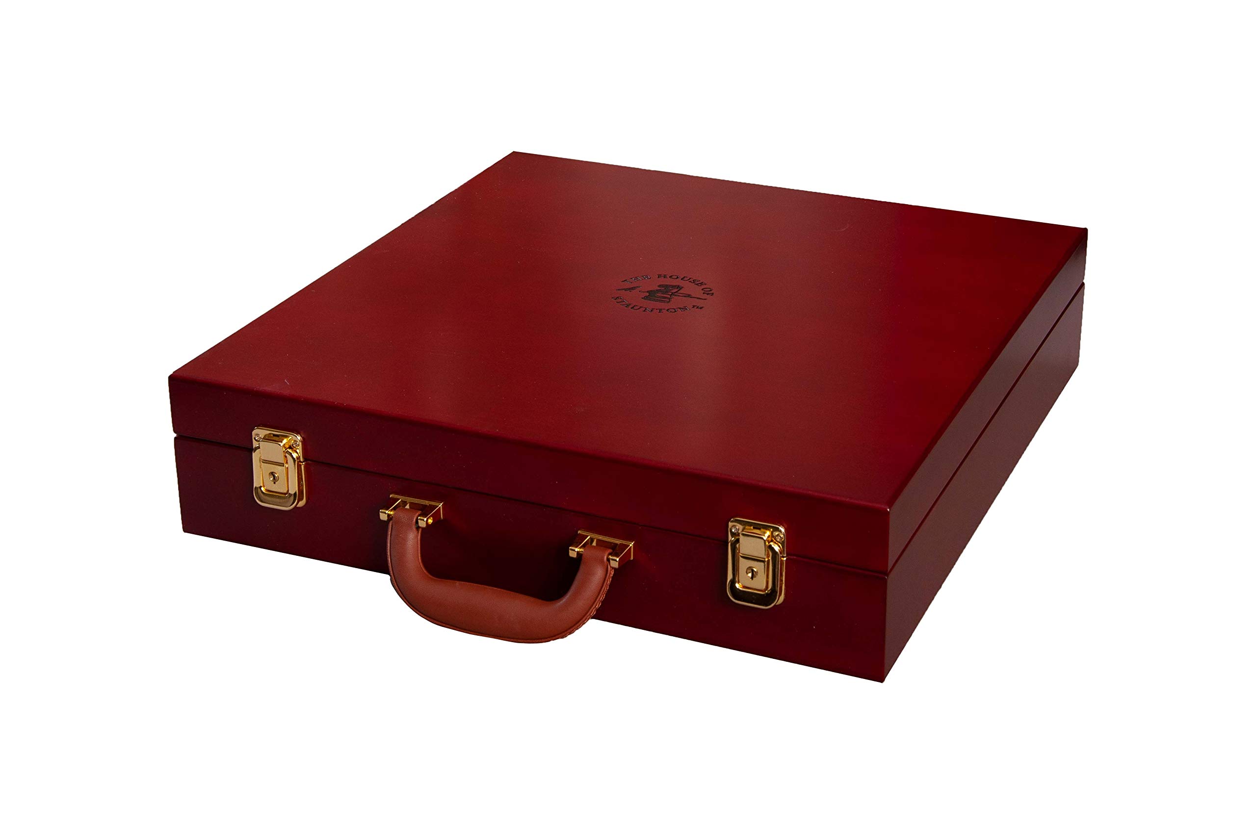 The House of Staunton - Premium Fitted Leather Briefcase Chess Box Set with Storage | Portable Chess Travel Case for Office, School & Tournaments