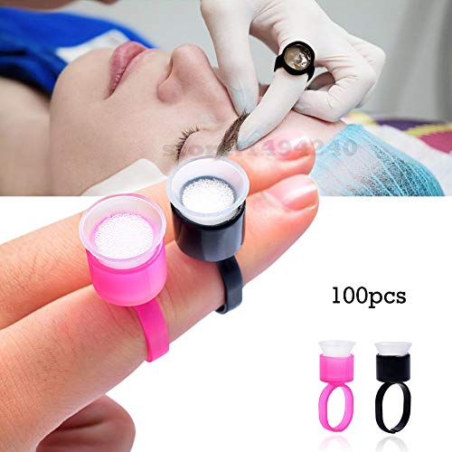 ORIONE 100PCS Tattoo Ink Rings - Microblading Glue Cups with Sponge for Permanent Makeup - Salon & Home Use