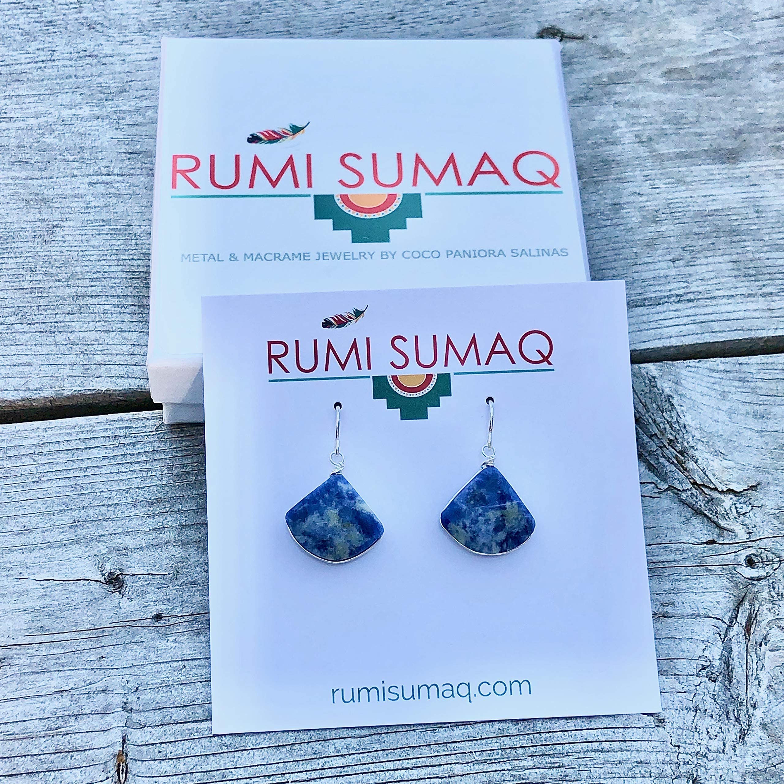 Sodalite Blue Stone Earrings for Women - Sterling Silver Triangle Dangle Earrings with Natural Crystal Gemstone - Handmade Jewelry Gift for Her by Rumi Sumaq | Perfect for Weddings, Parties & Special Occasions