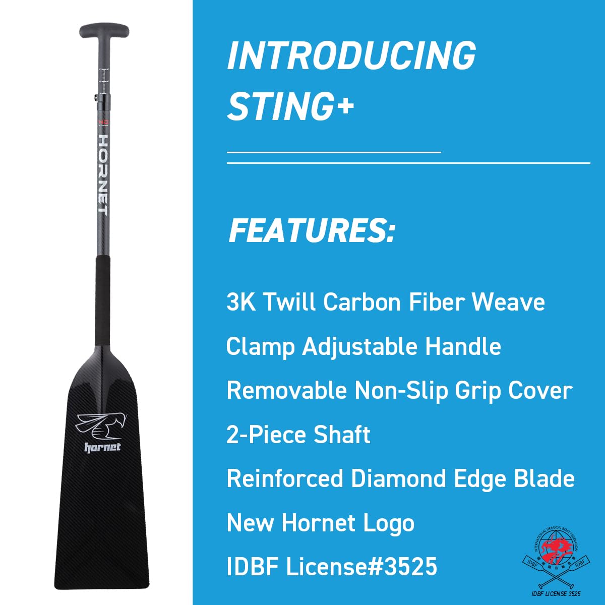 Premium Carbon Fiber Dragon Boat Paddle - IDBF Approved Adjustable Paddle for Racing & Training - Black Glossy Finish - Perfect for Competitive Dragon Boating, Team Practice & Water Sports Enthusiasts