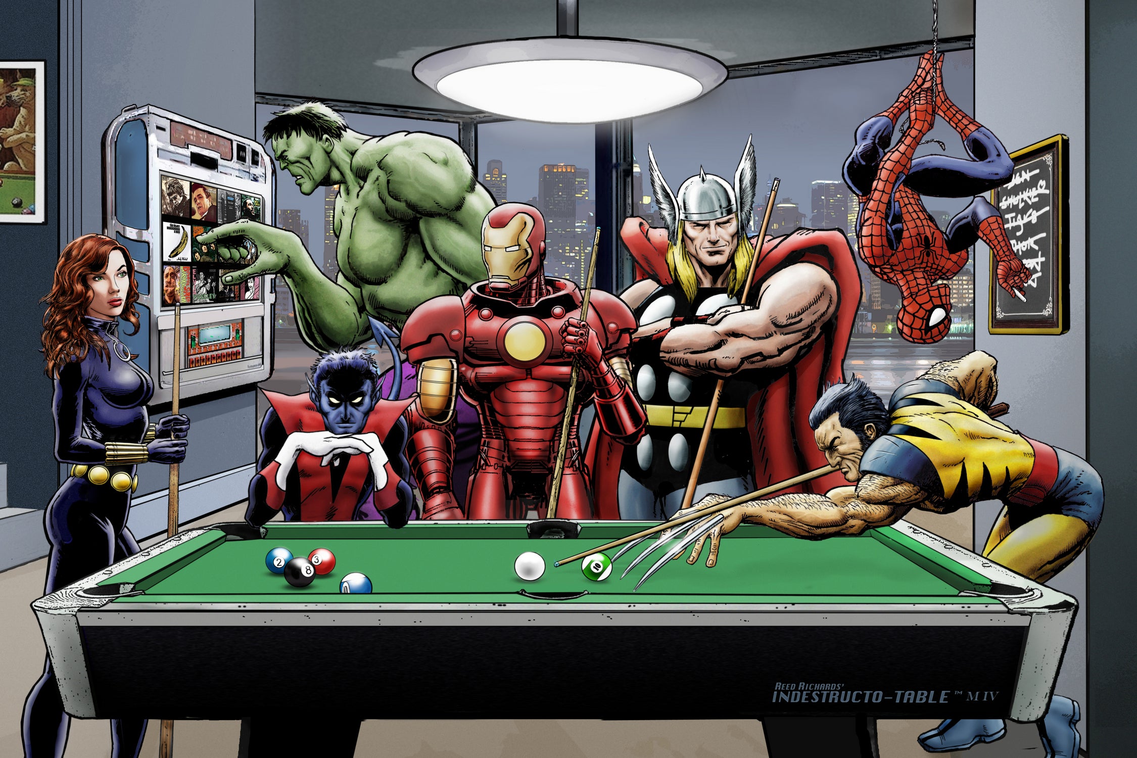 Marvel Superheroes Playing Pool - Fun Relaxing Game for Adults & Kids | Perfect for Parties, Game Nights & Superhero Fans