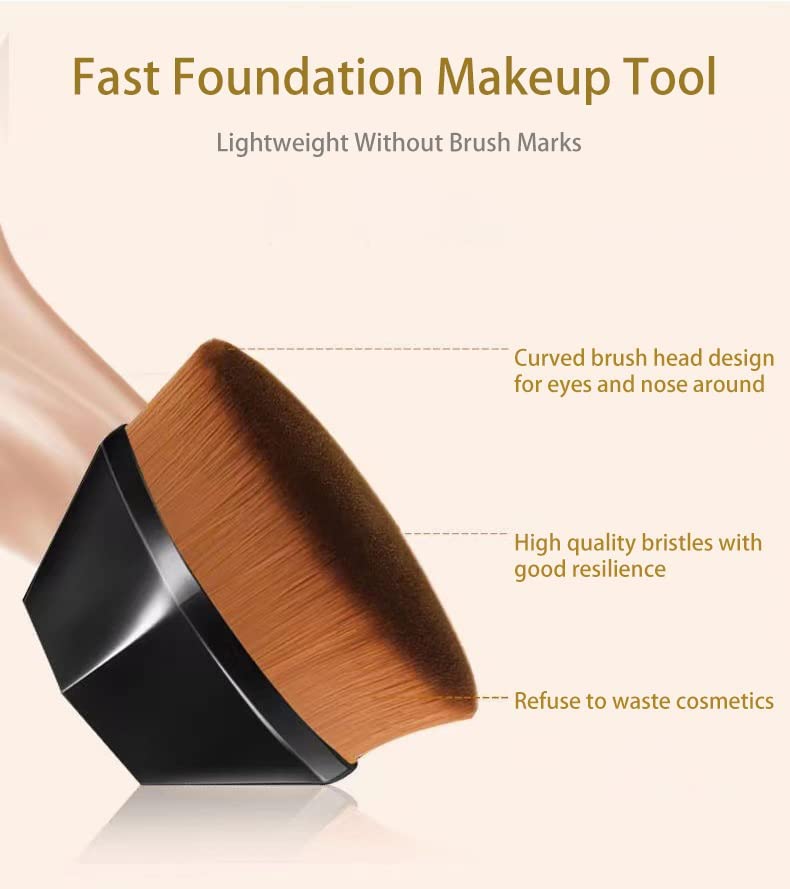 AKCredible Professional Foundation Makeup Brush for Blending Liquid, Cream & Concealer - Flawless Finish Cosmetic Brush Set with Bonus Protective Case - Liquid Foundation Brush for Face & Liquid Makeup (Black) - Perfect for Daily Makeup, Contouring & Airbrush Effects