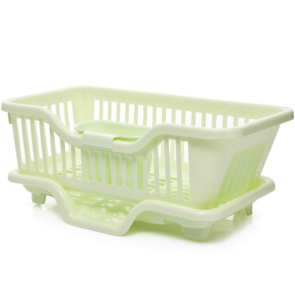 **Plastic Dish Drying Rack with Drainboard - Kitchen Countertop Organizer for Sink, Dish Drainer & Storage - Perfect for Small Spaces, Apartments & Eco-Friendly Homes (Green)**    *(Use Case: Ideal for drying dishes, organizing kitchen countertops, and saving space in compact kitchens or apartments.)*