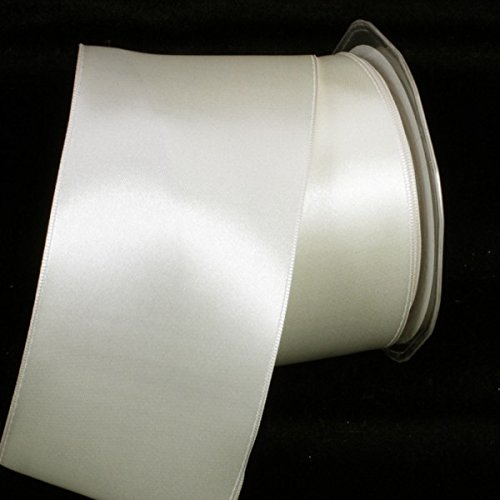 The Ribbon People Pearl Satin Wired Craft Ribbon - 2.75 Inch x 22 Yards Bulk Spool for Gift Wrapping, Wedding Decorations, DIY Crafts & Floral Arrangements