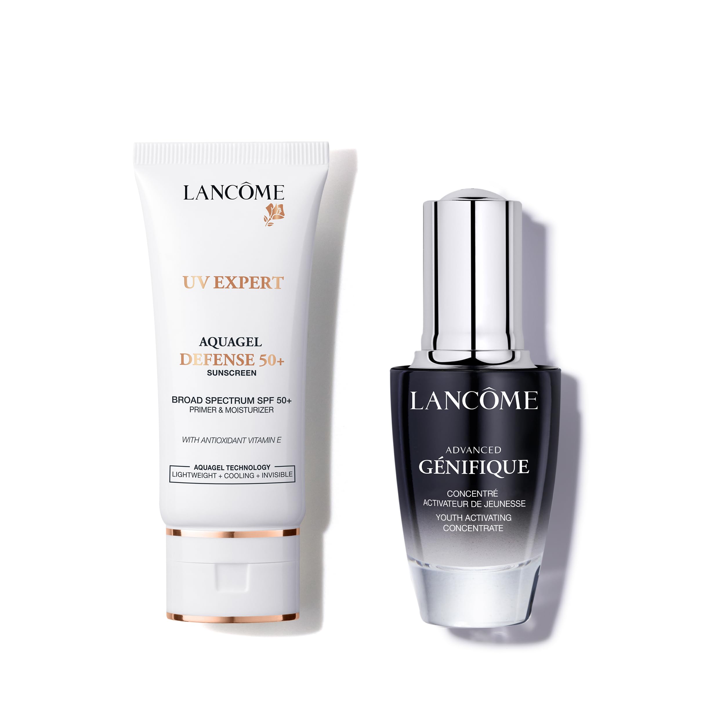 Lancôme Anti-Aging Skincare Set - UV Expert SPF 50 Primer & Génifique Radiance Serum | Day Moisturizer & Face Treatment for Wrinkles & Dullness | Perfect for Daily Routine & Travel Skincare