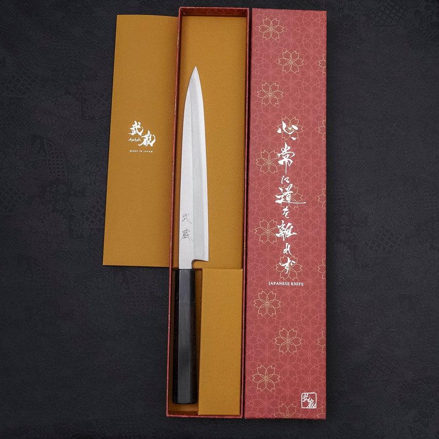 Premium Yanagiba Sushi Knife 210mm - High Carbon Silver Steel #3, Kasumi Buffalo Ebony Handle - Perfect for Sushi Chefs & Japanese Cuisine Lovers
